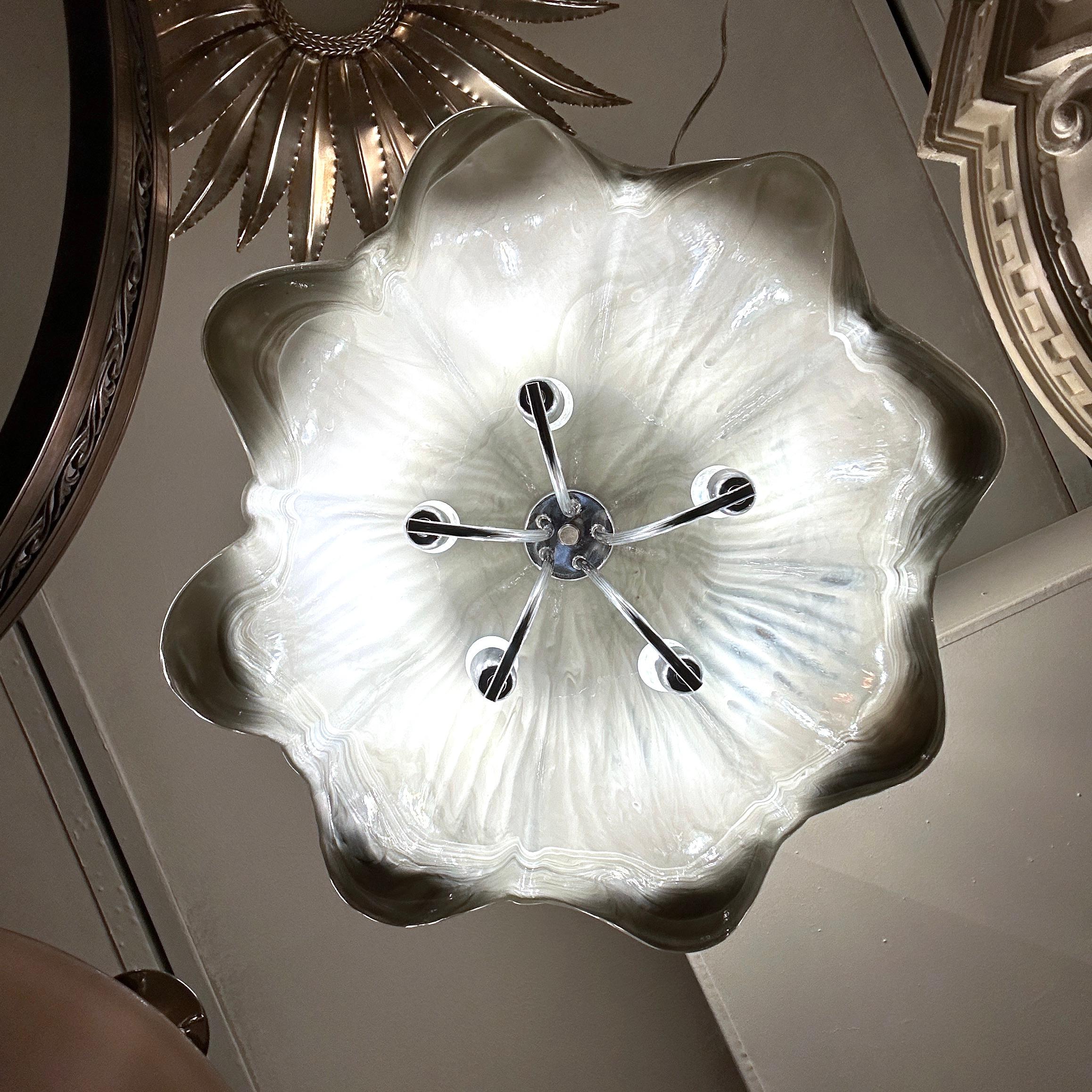 Italian Hand-Blown Murano Glass Light Fixture For Sale