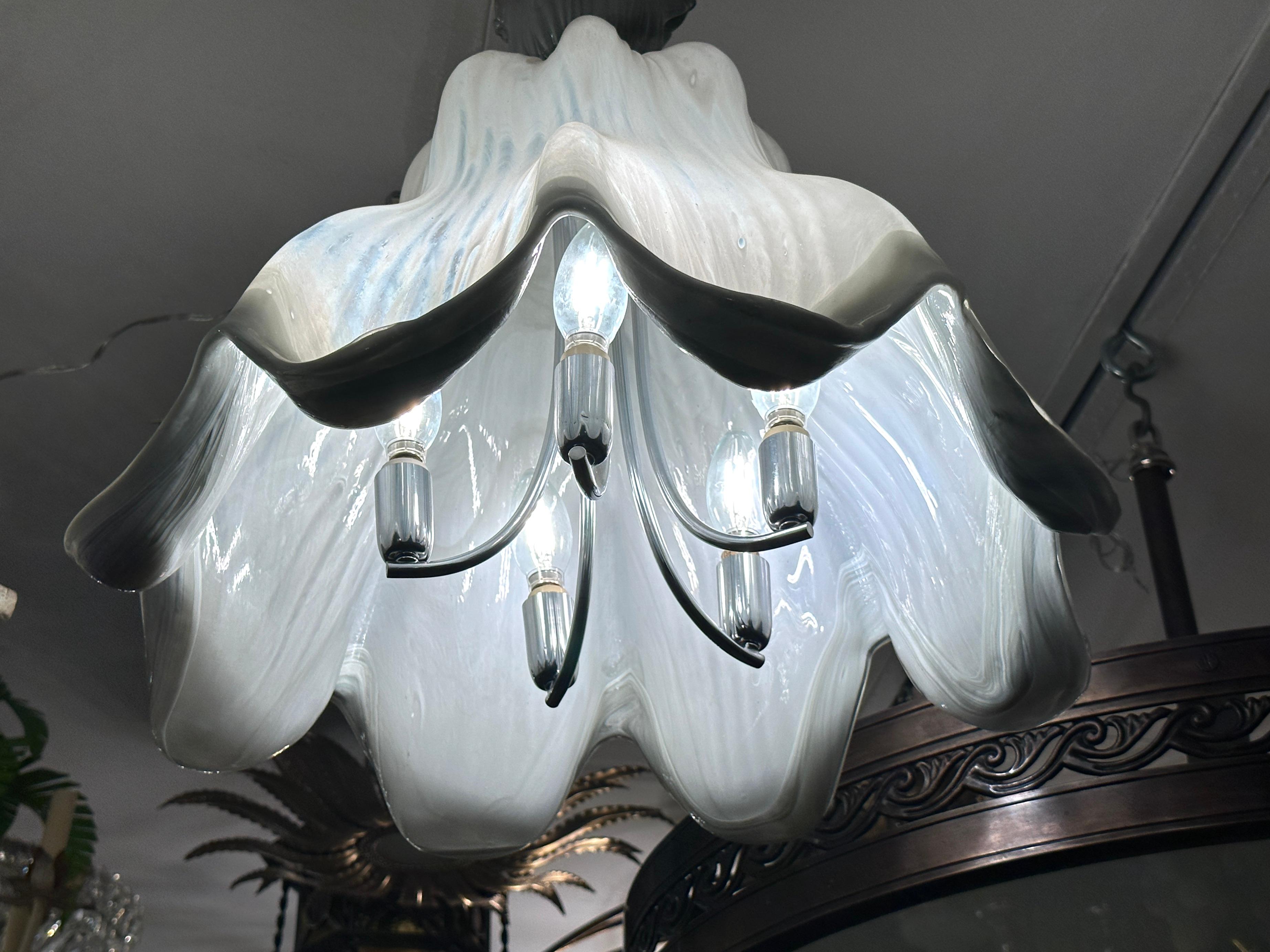 Mid-20th Century Hand-Blown Murano Glass Light Fixture For Sale