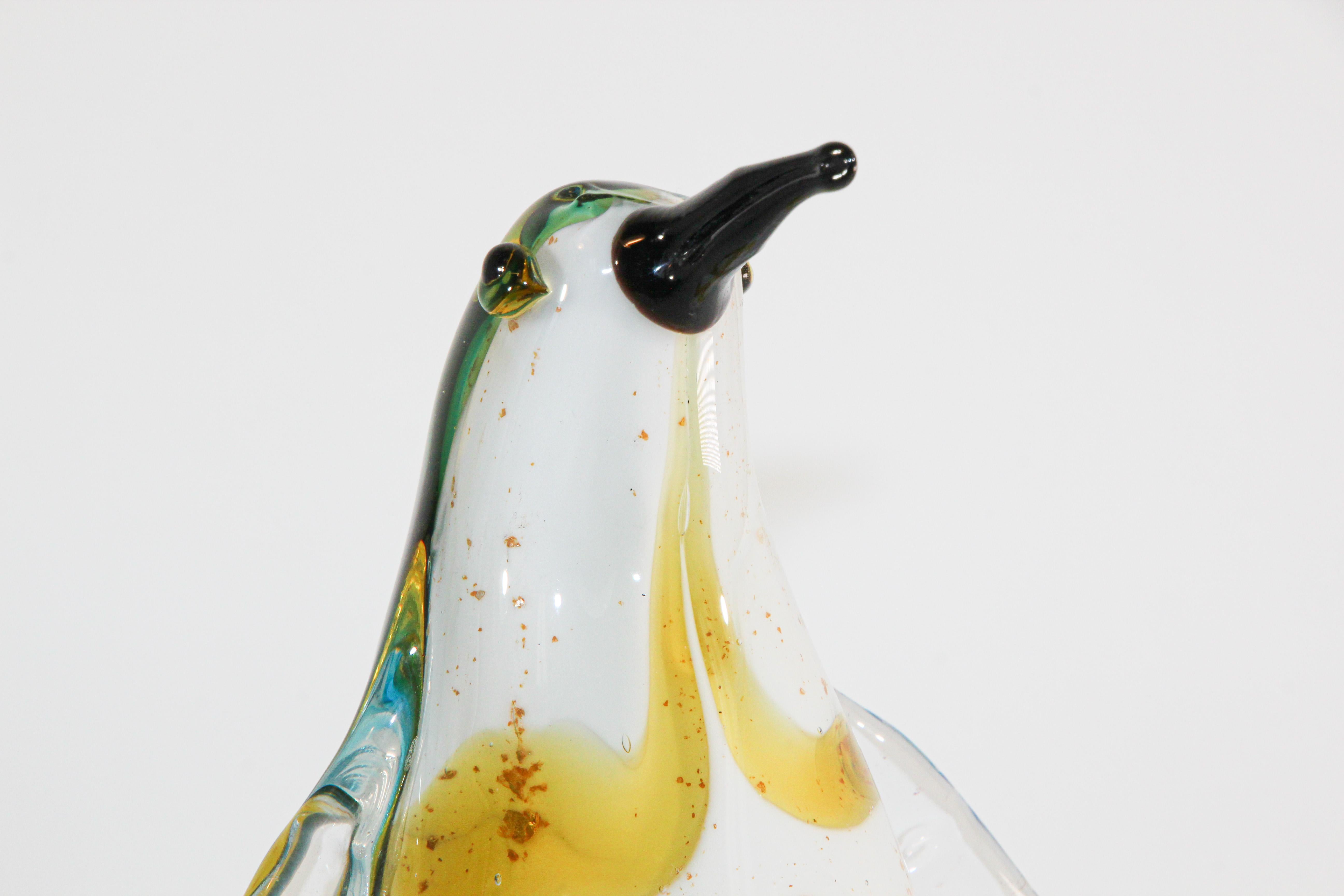 Italian Murano Glass Hand Blown Penguin Sculpture For Sale