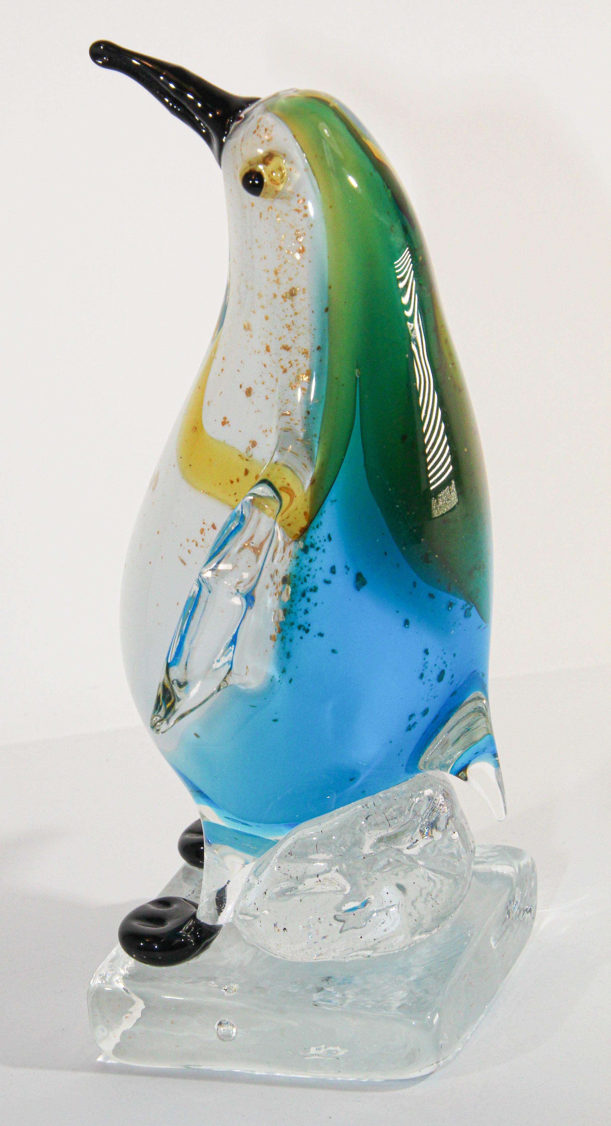 Hand-Crafted Murano Glass Hand Blown Penguin Sculpture For Sale