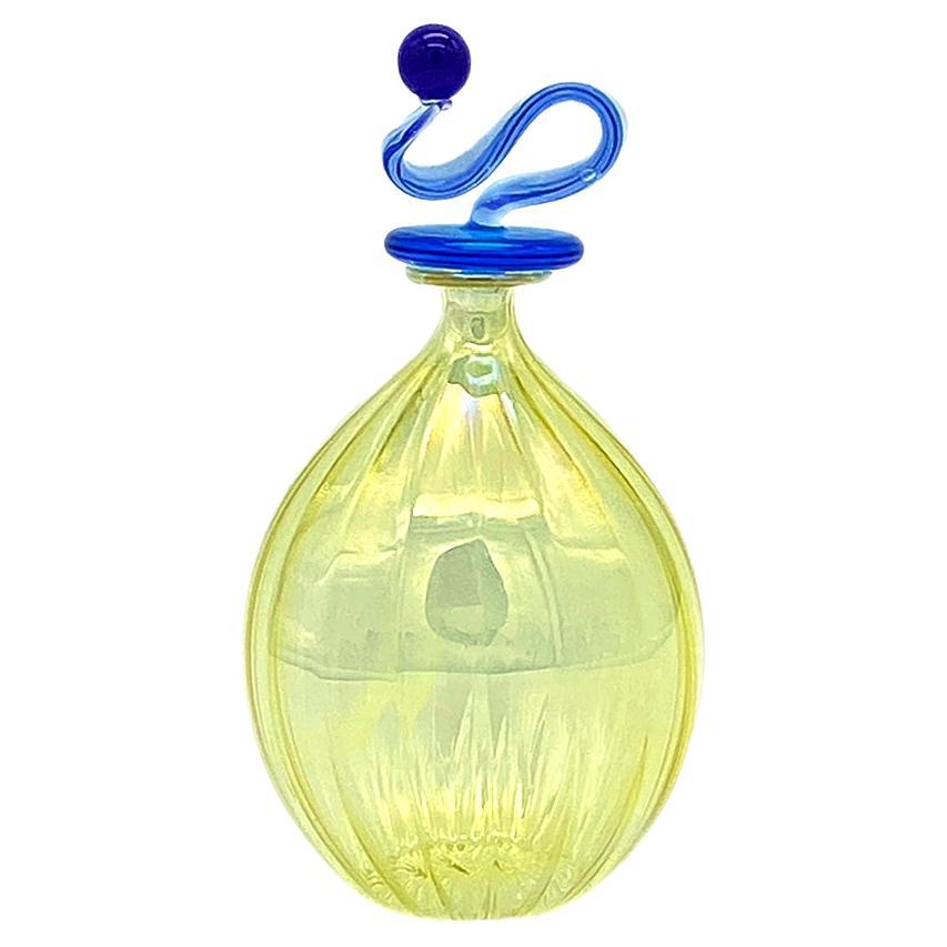 Hand Blown Murano Glass Perfume Bottle With Stopper For Sale