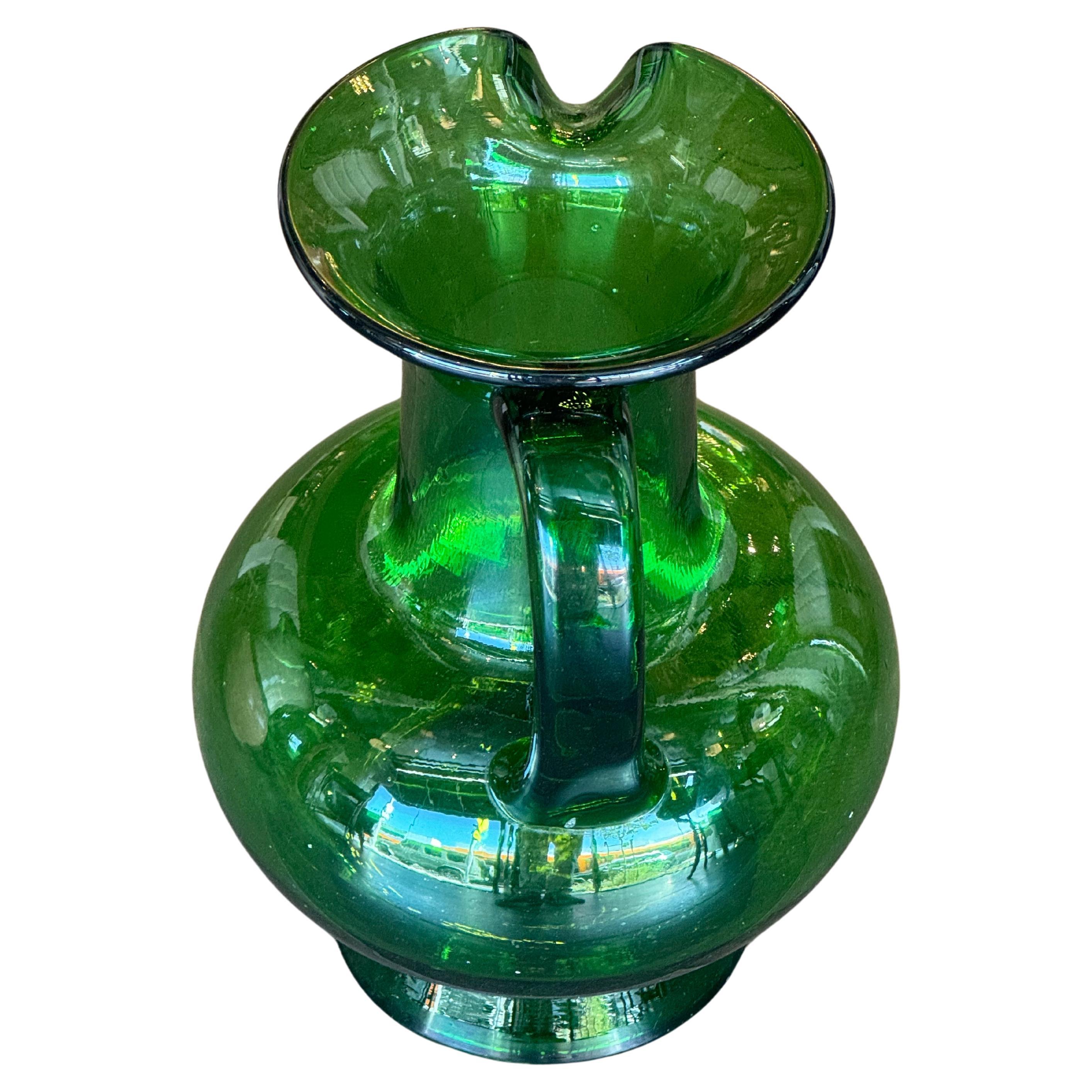 Hand-Crafted Hand Blown Murano Glass Pitcher, 1950's For Sale