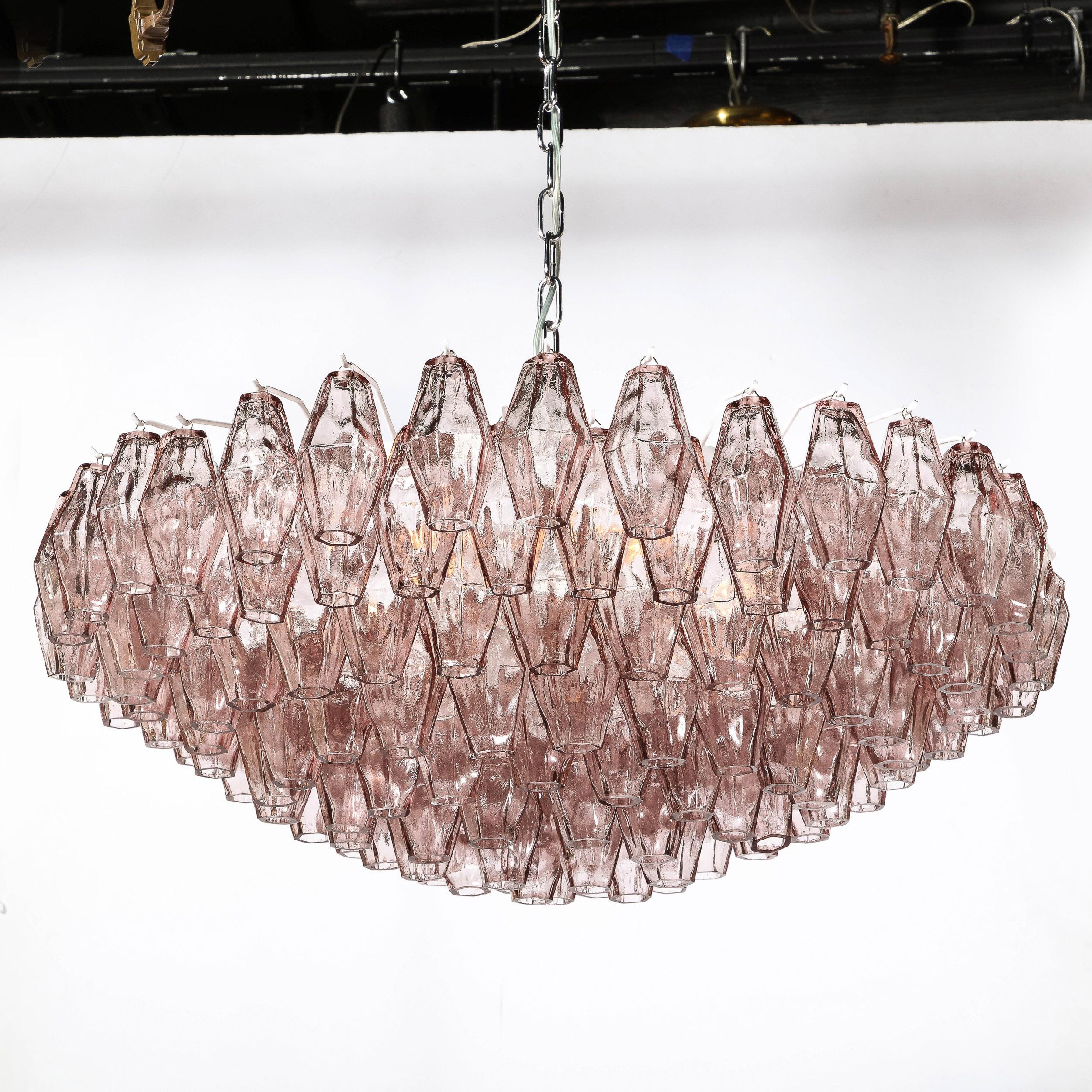 Hand-Blown Murano Glass Polyhedral Chandelier in Smoked Amethyst 4