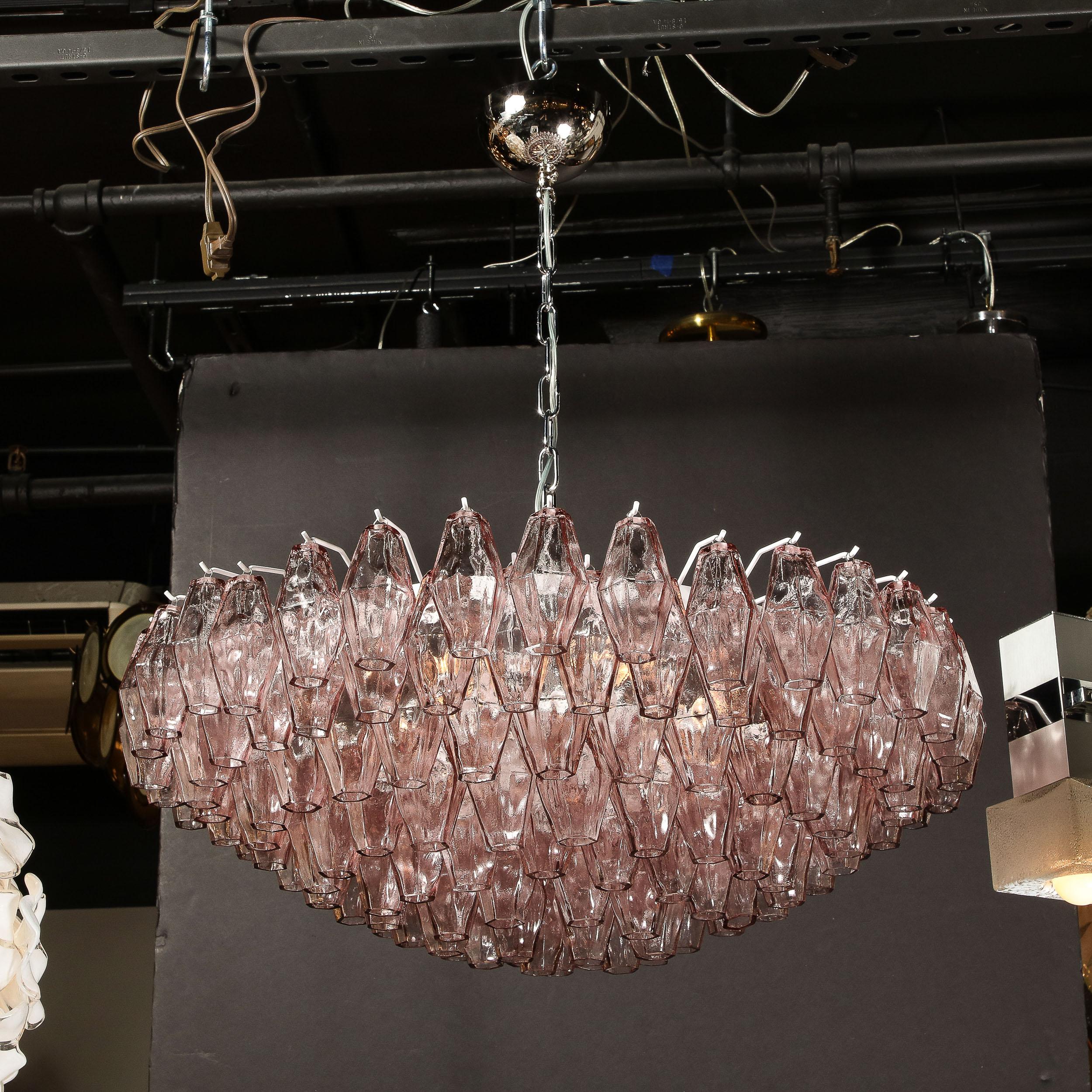 Hand-Blown Murano Glass Polyhedral Chandelier in Smoked Amethyst 5
