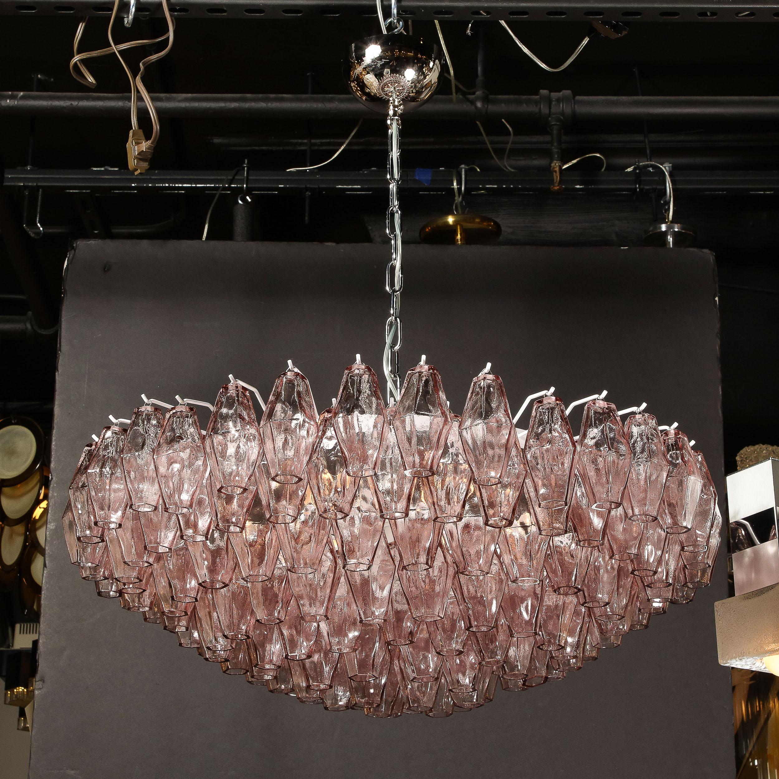 Hand-Blown Murano Glass Polyhedral Chandelier in Smoked Amethyst 6