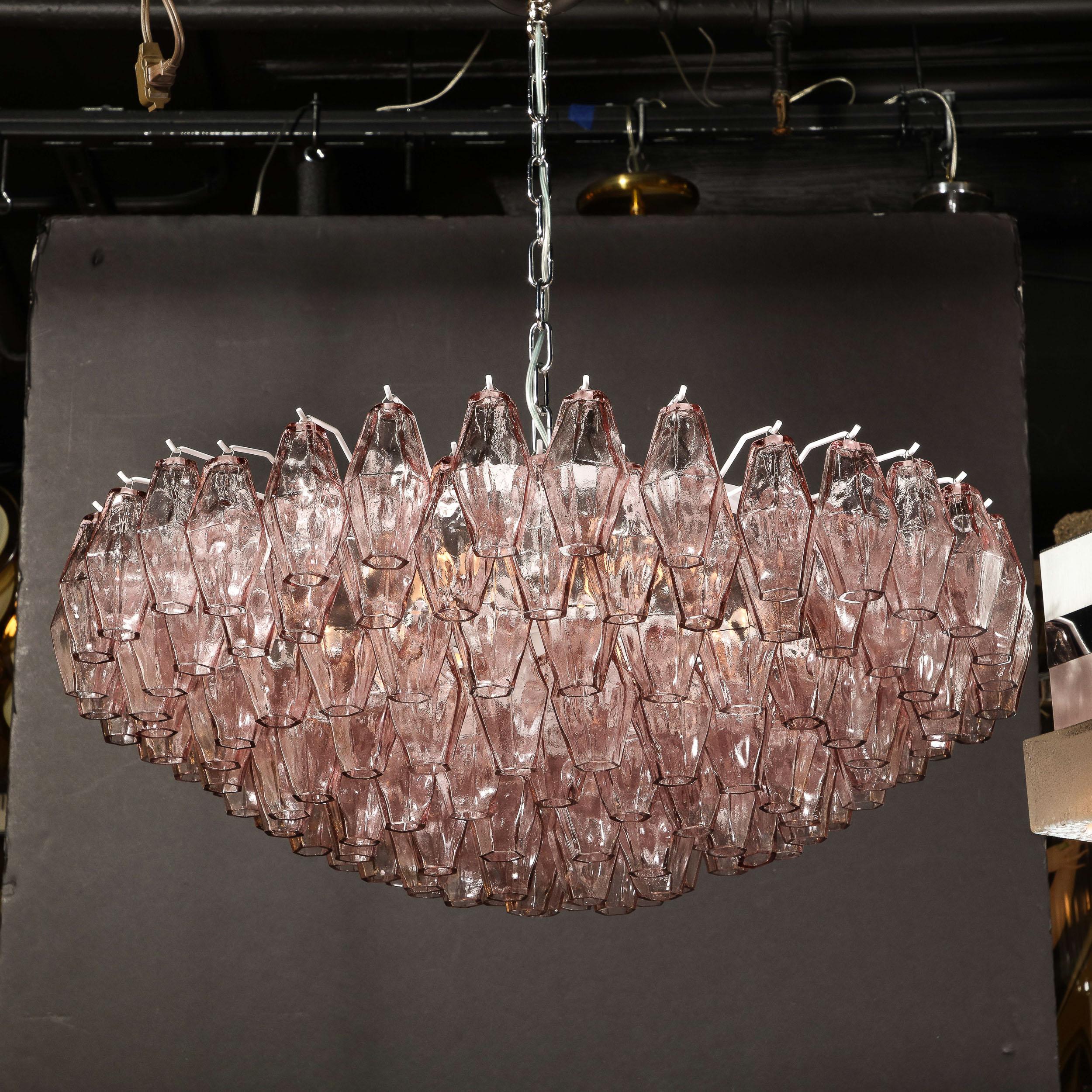 Hand-Blown Murano Glass Polyhedral Chandelier in Smoked Amethyst 7