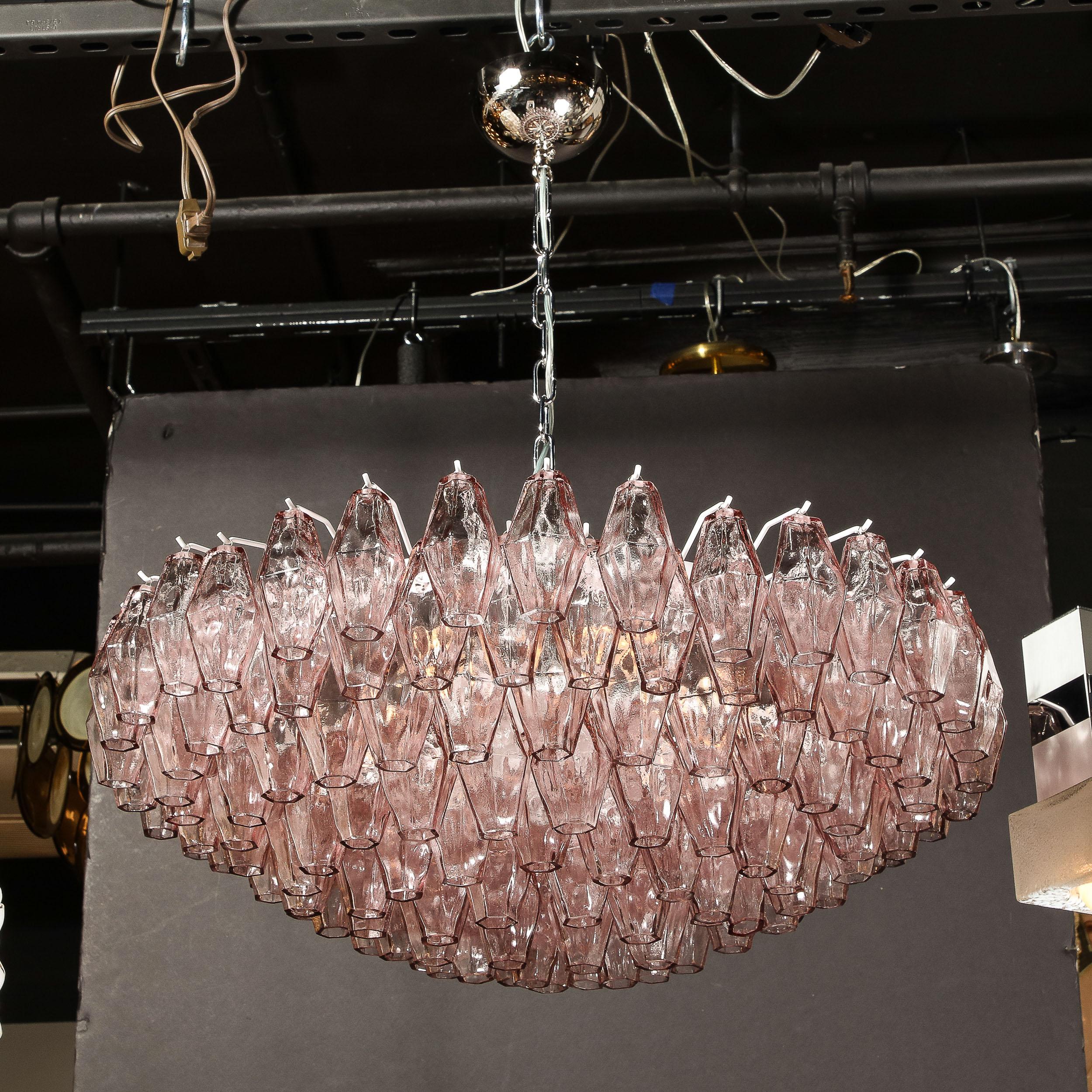 Hand-Blown Murano Glass Polyhedral Chandelier in Smoked Amethyst 8