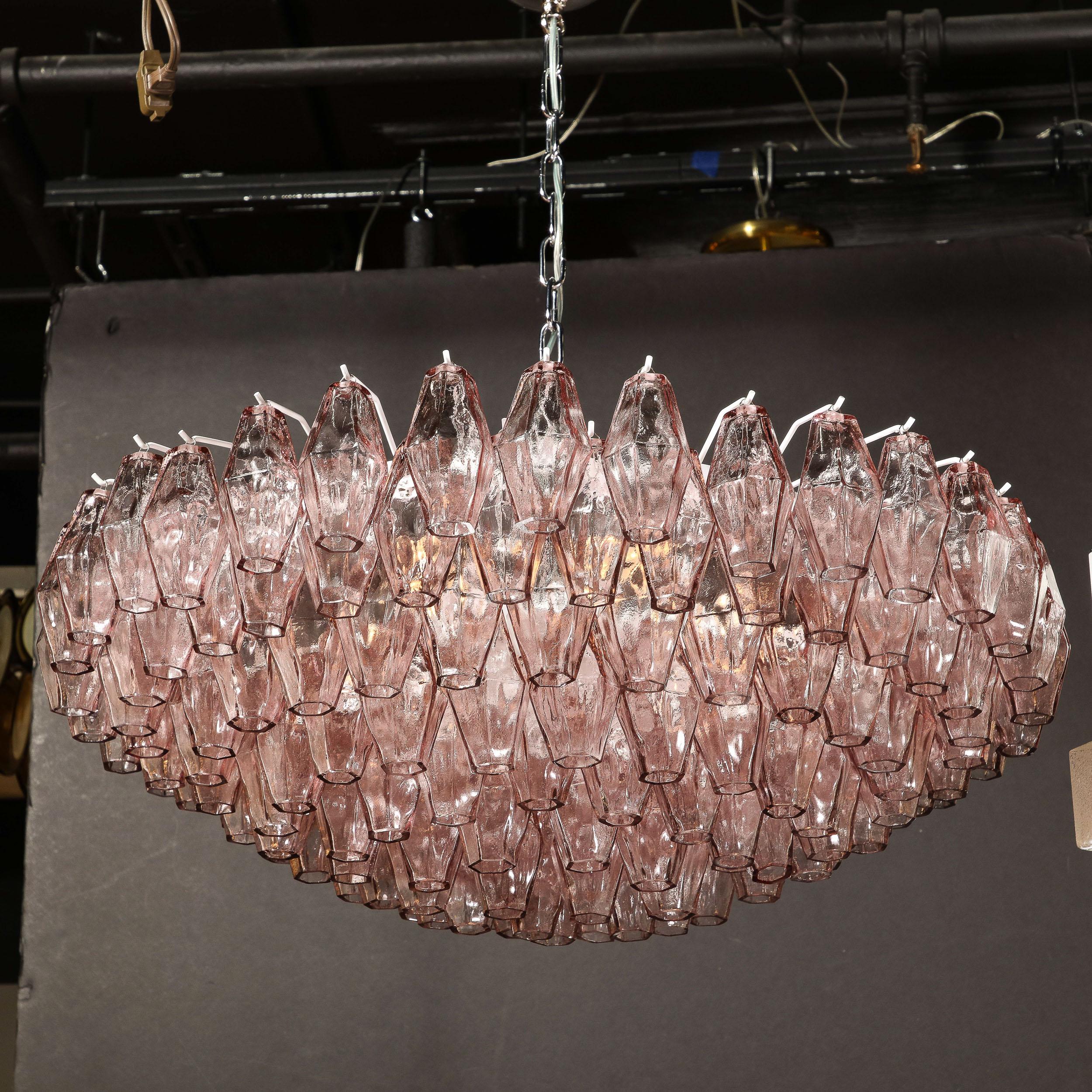 Hand-Blown Murano Glass Polyhedral Chandelier in Smoked Amethyst 9