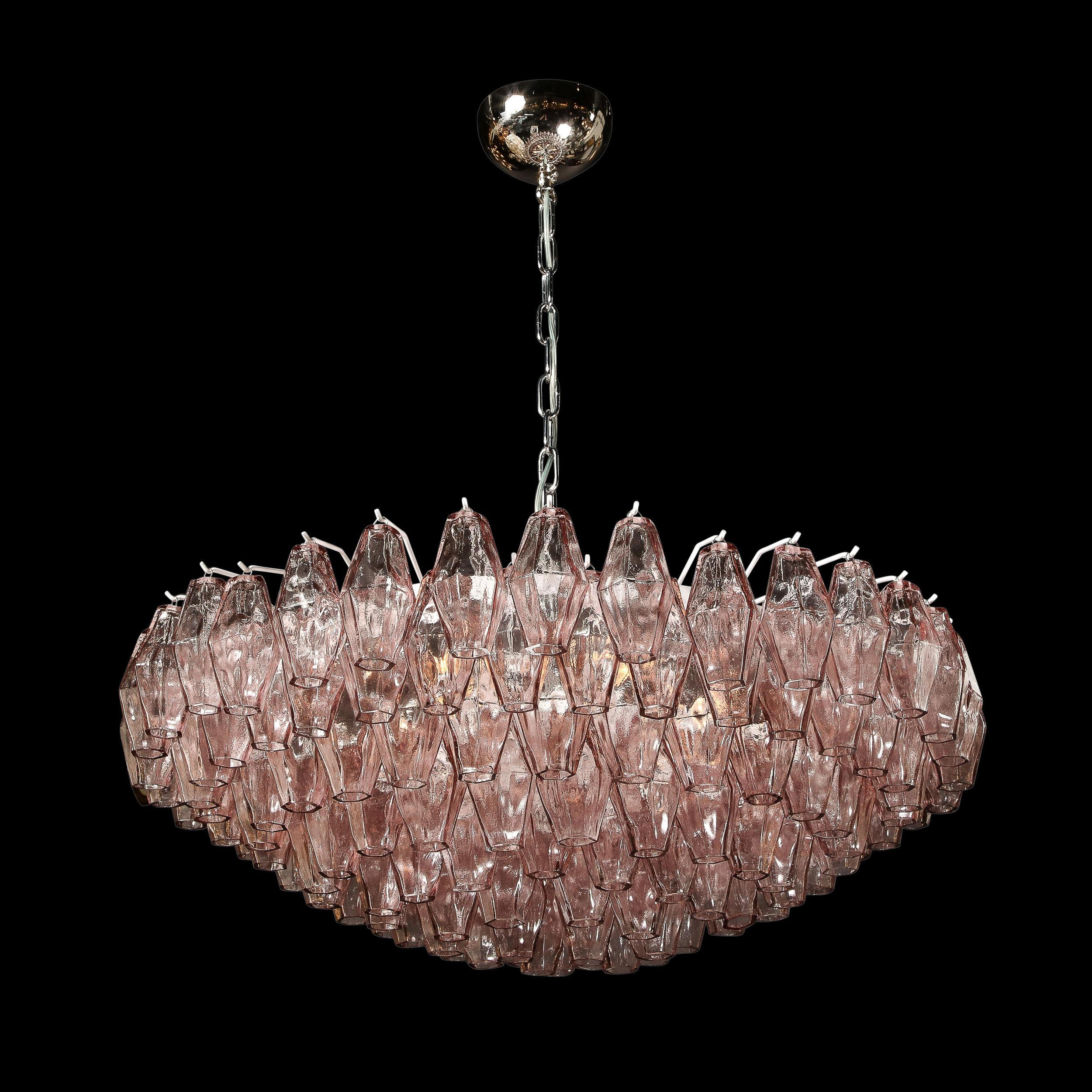 Modern Hand-Blown Murano Glass Polyhedral Chandelier in Smoked Amethyst