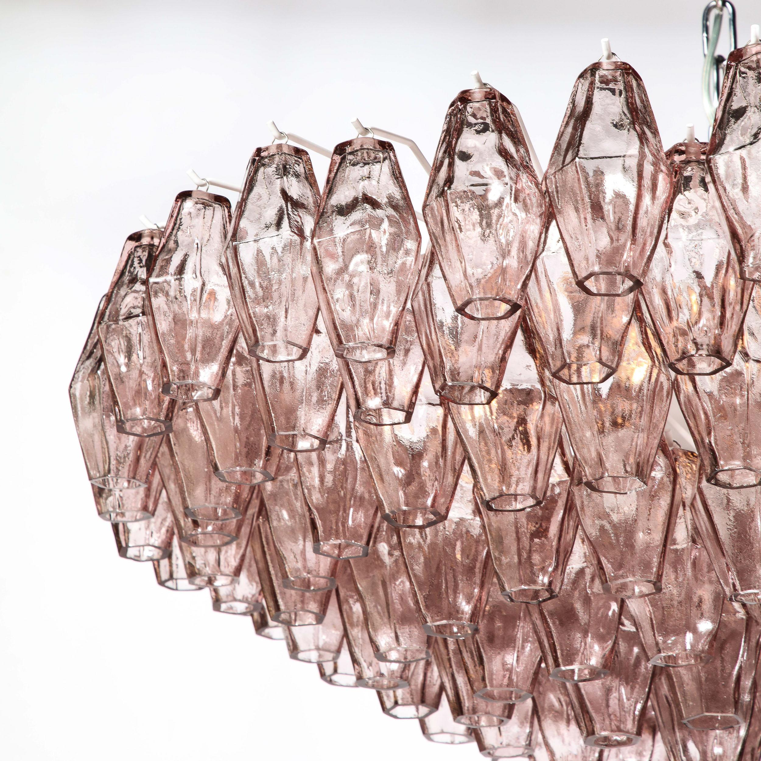 Italian Hand-Blown Murano Glass Polyhedral Chandelier in Smoked Amethyst
