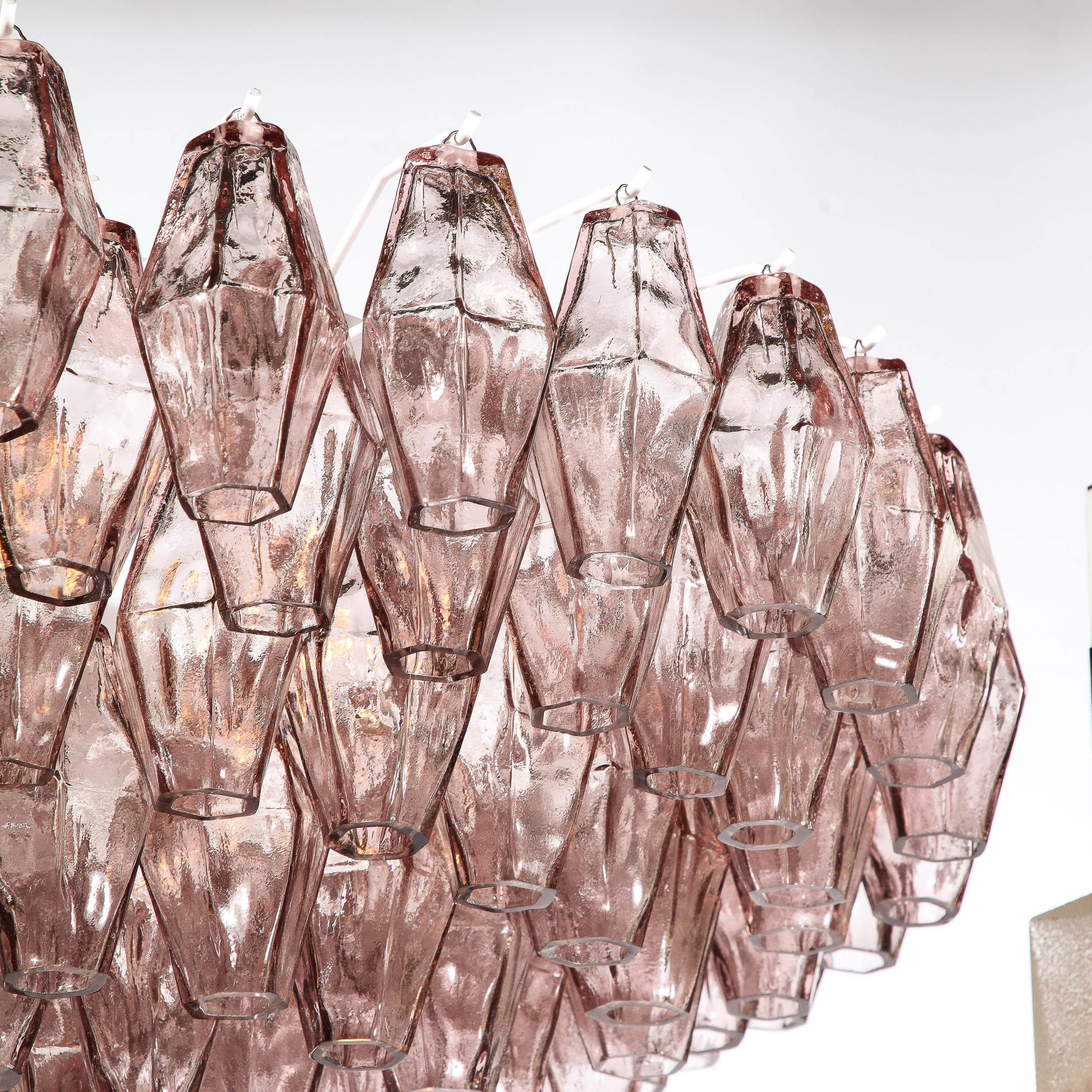 Hand-Blown Murano Glass Polyhedral Chandelier in Smoked Amethyst In New Condition In New York, NY