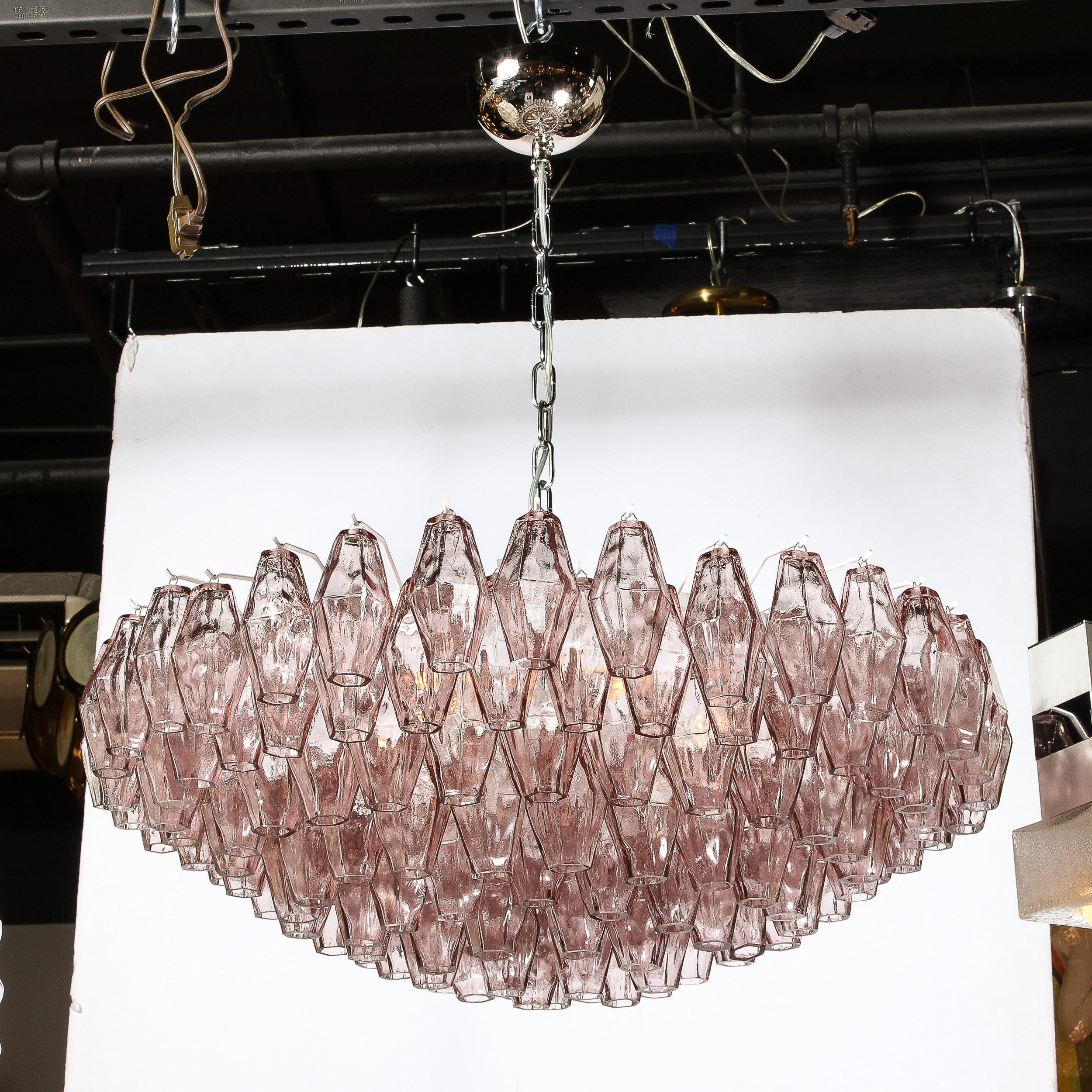 Hand-Blown Murano Glass Polyhedral Chandelier in Smoked Amethyst 3