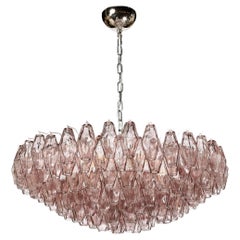 Hand-Blown Murano Glass Polyhedral Chandelier in Smoked Amethyst