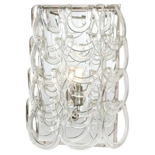 Hand-Blown Murano Glass Sconce by Angelo Mangiarotti for Vistosi For Sale