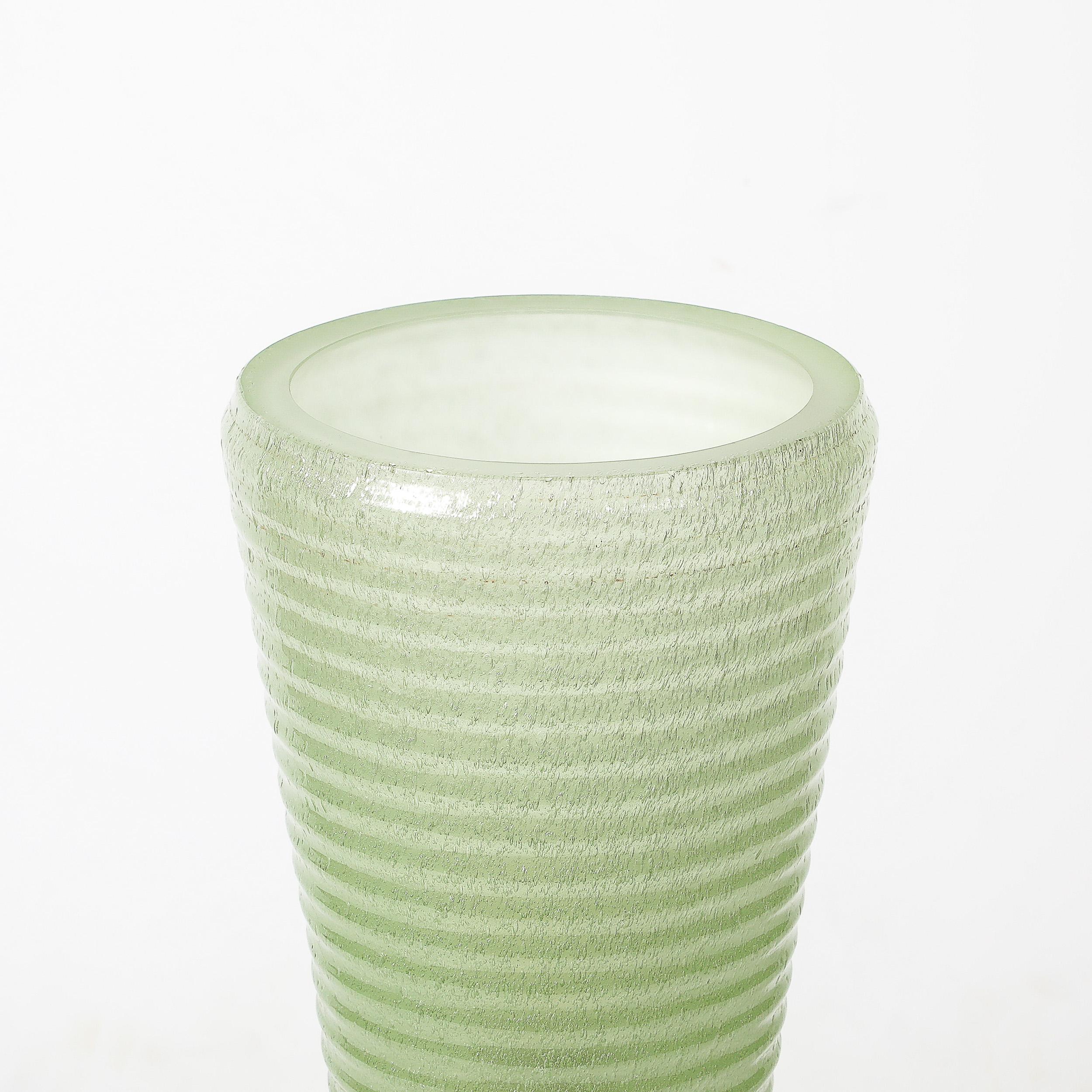 Handgeblasenes Murano Glas Geräucherte Jade Pulegoso Art Deco Stil  Uplight-Tischlampen im Angebot 4
