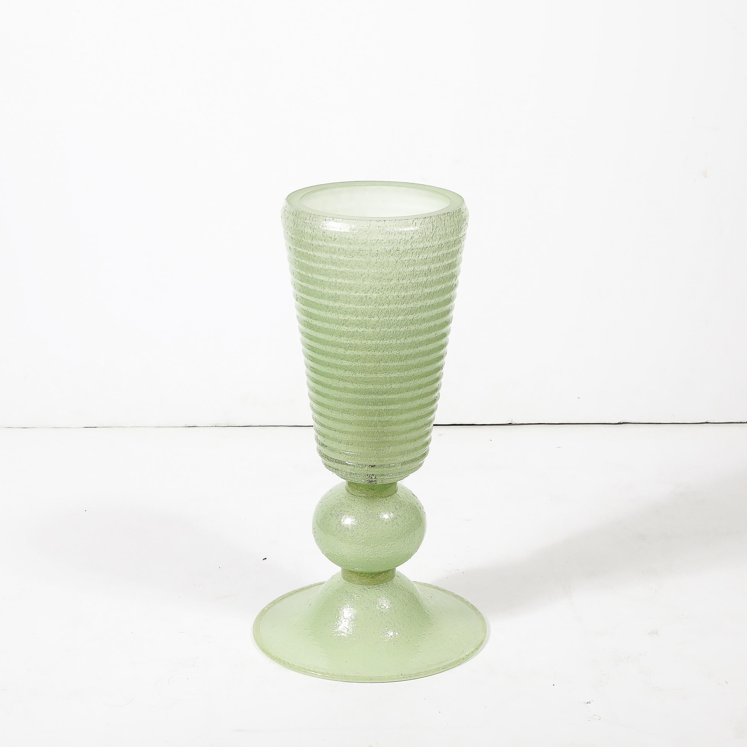 Handgeblasenes Murano Glas Geräucherte Jade Pulegoso Art Deco Stil  Uplight-Tischlampen (Italienisch) im Angebot