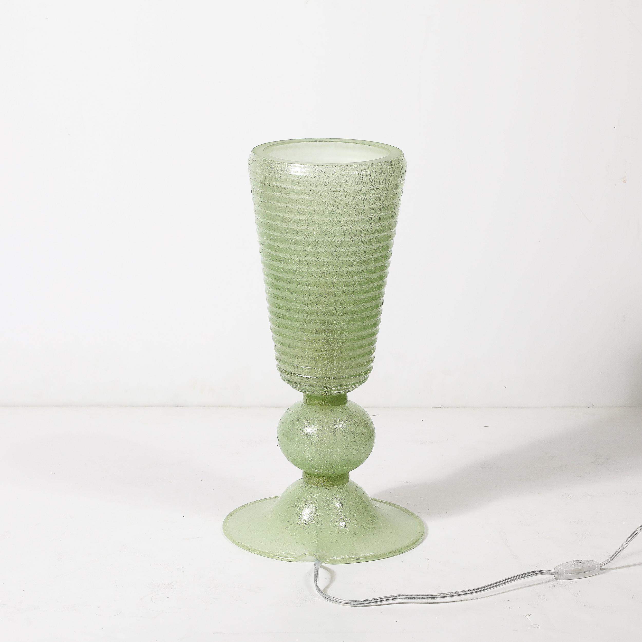 Handgeblasenes Murano Glas Geräucherte Jade Pulegoso Art Deco Stil  Uplight-Tischlampen (21. Jahrhundert und zeitgenössisch) im Angebot