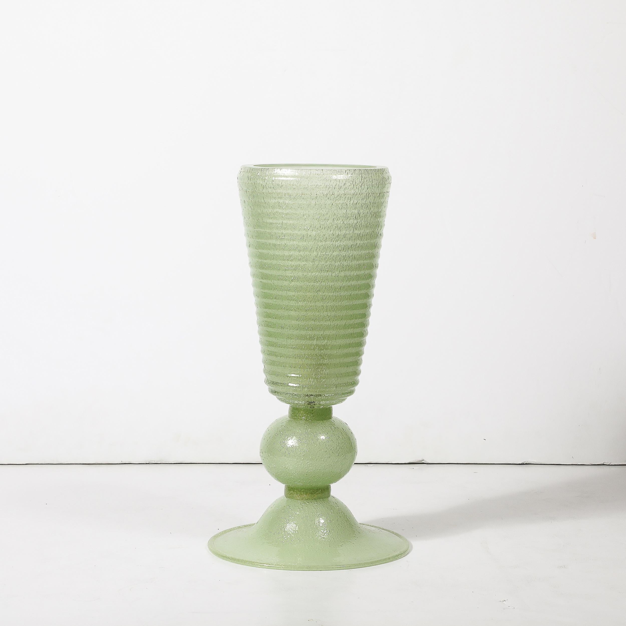 Handgeblasenes Murano Glas Geräucherte Jade Pulegoso Art Deco Stil  Uplight-Tischlampen im Angebot 2