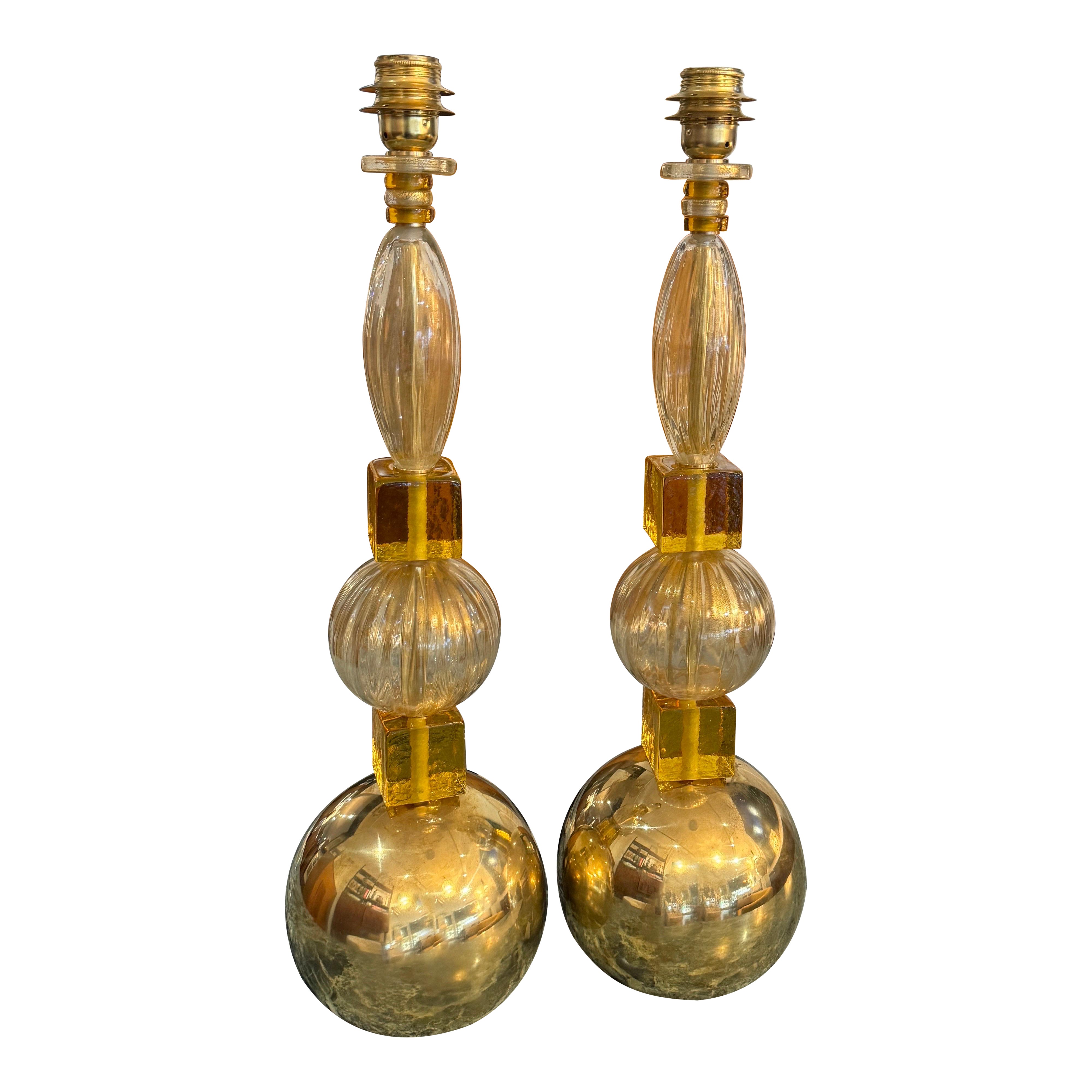 Hand blown Murano glass table lamps