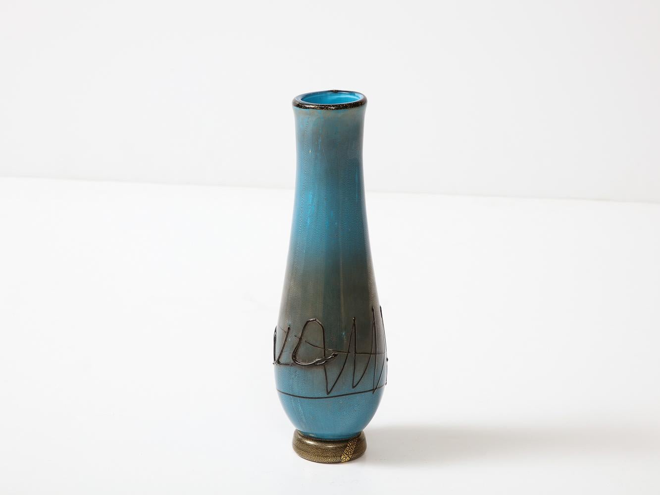 Mid-Century Modern Hand Blown Murano Glass Vase by Ermanno Nason for Cenedese For Sale