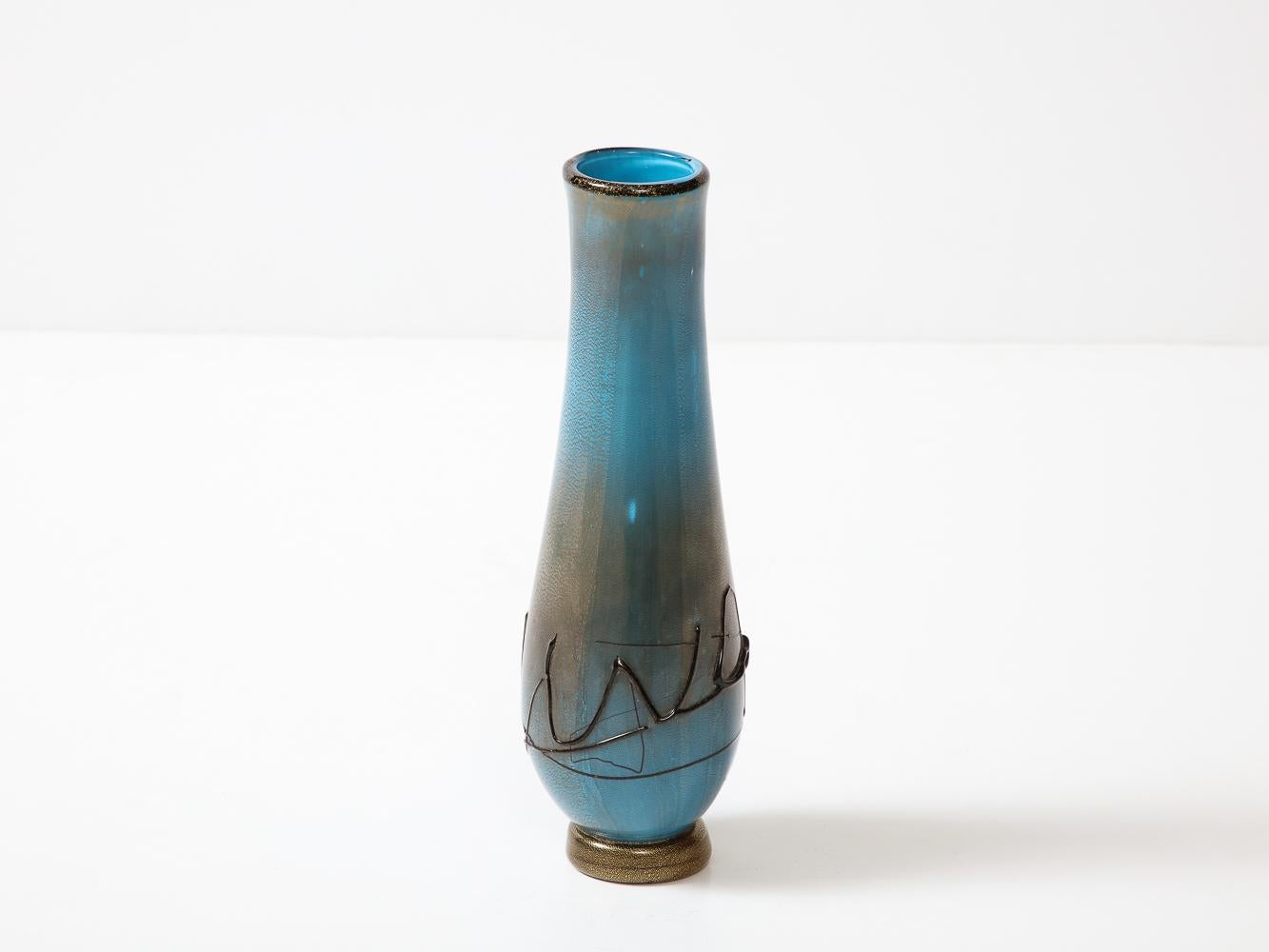 Hand-Crafted Hand Blown Murano Glass Vase by Ermanno Nason for Cenedese For Sale