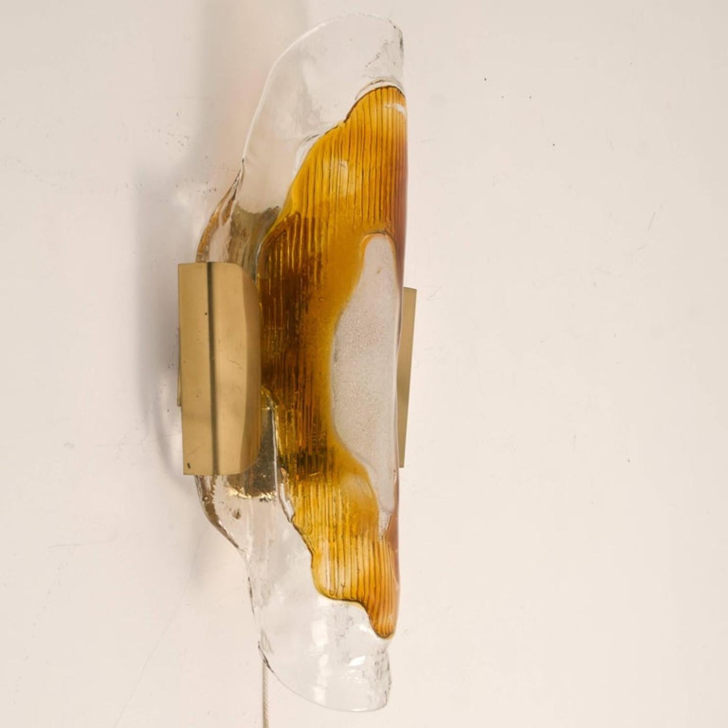 German Hand Blown Murano Glass Wall Light or Sconce,  1970s For Sale