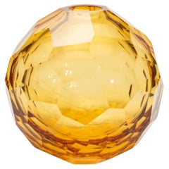 Vase Globe Murano en ambre, soufflé à la main