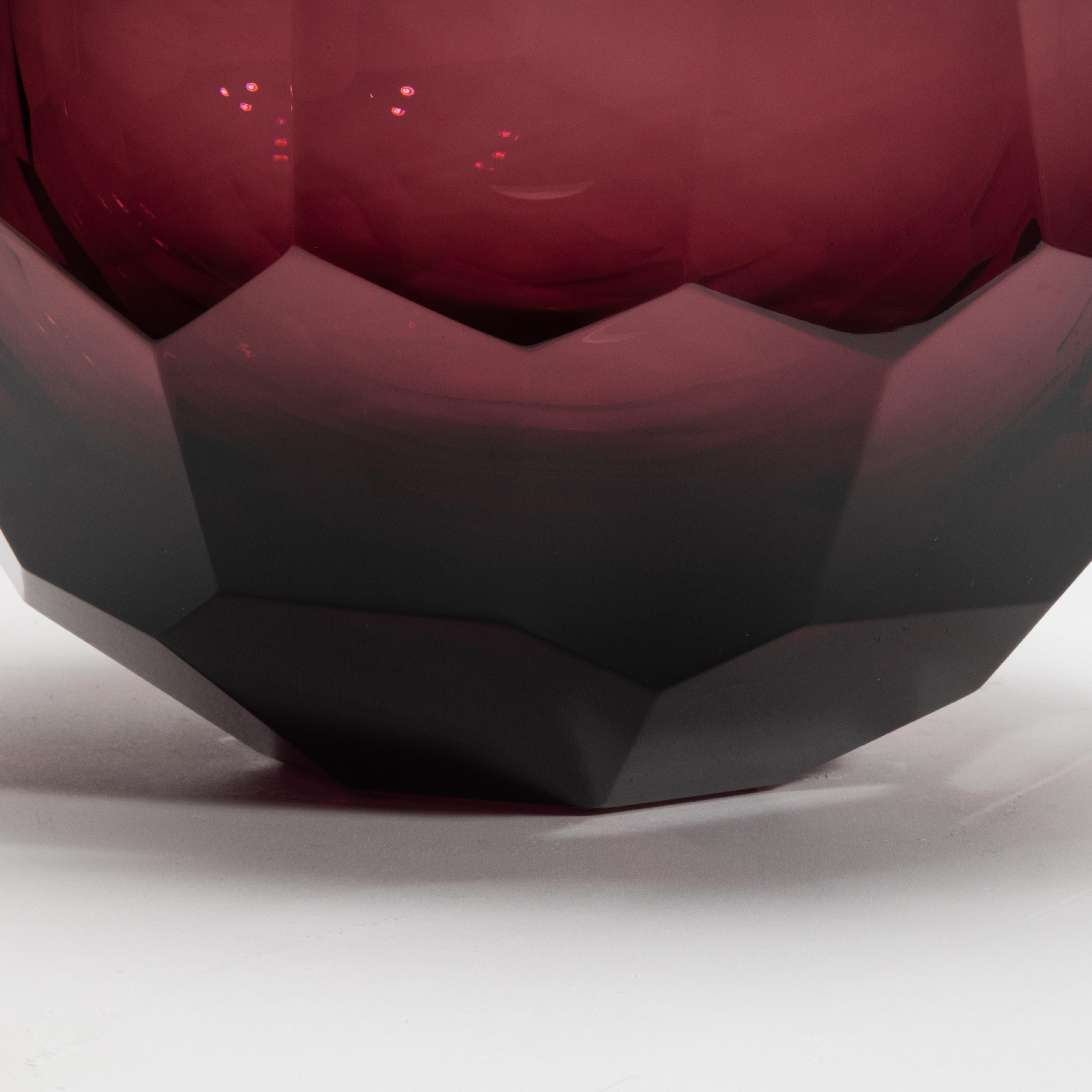 Italian Hand-Blown Murano Globe Vase in Amethyst For Sale