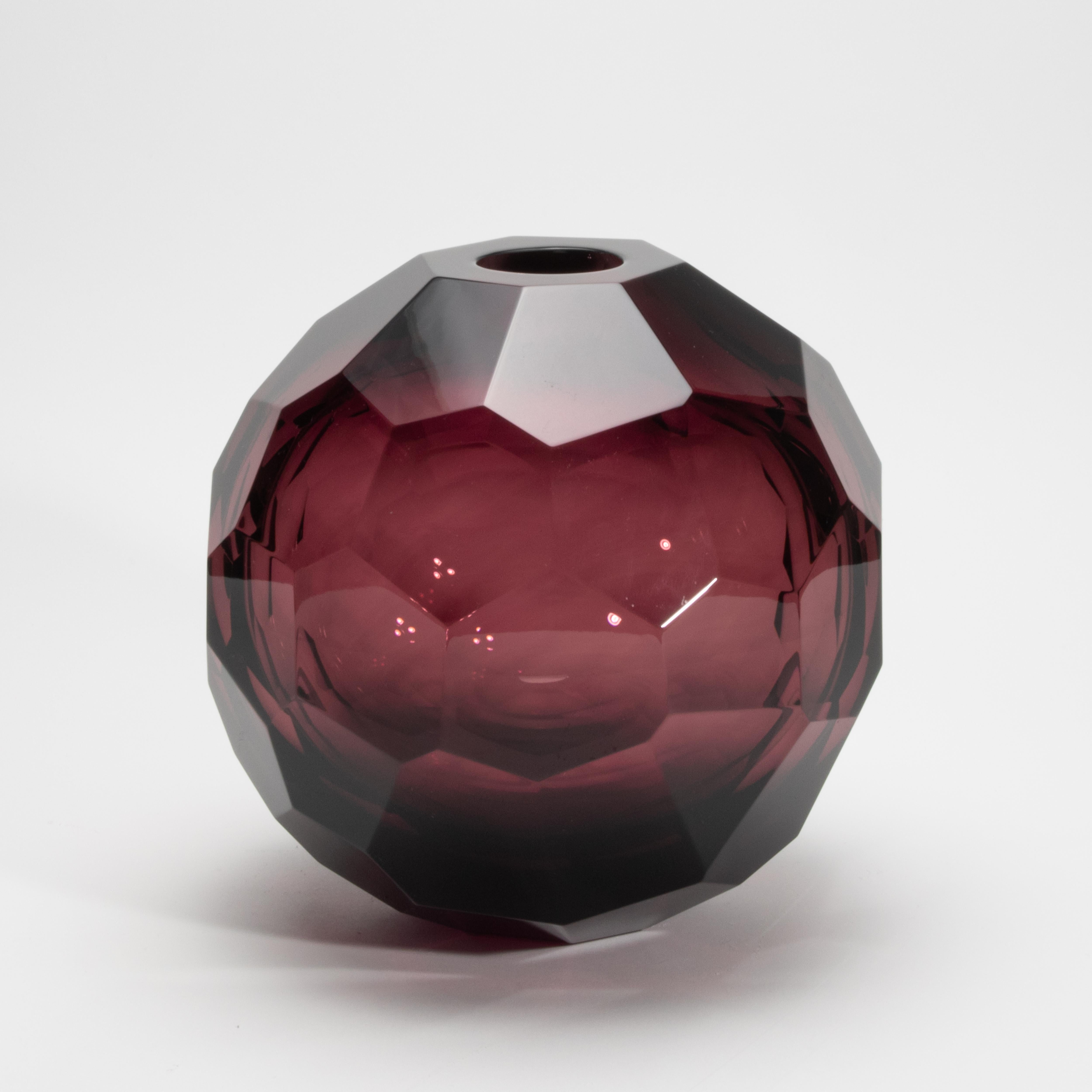 Contemporary Hand-Blown Murano Globe Vase in Amethyst For Sale