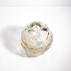 Jarrón Globo de Murano Soplado a Mano en Transparente con un Toque de Rosa