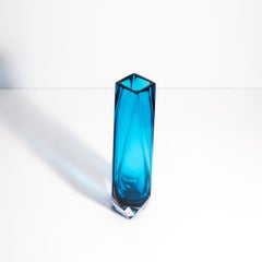Hand Blown Murano Goccia Vase in Azure Blue Large