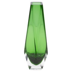 Hand Blown Murano Goccia Vase in Green Small