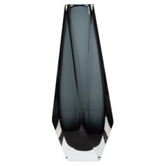 Handgeblasene Murano Goccia-Vase in Grau Groß