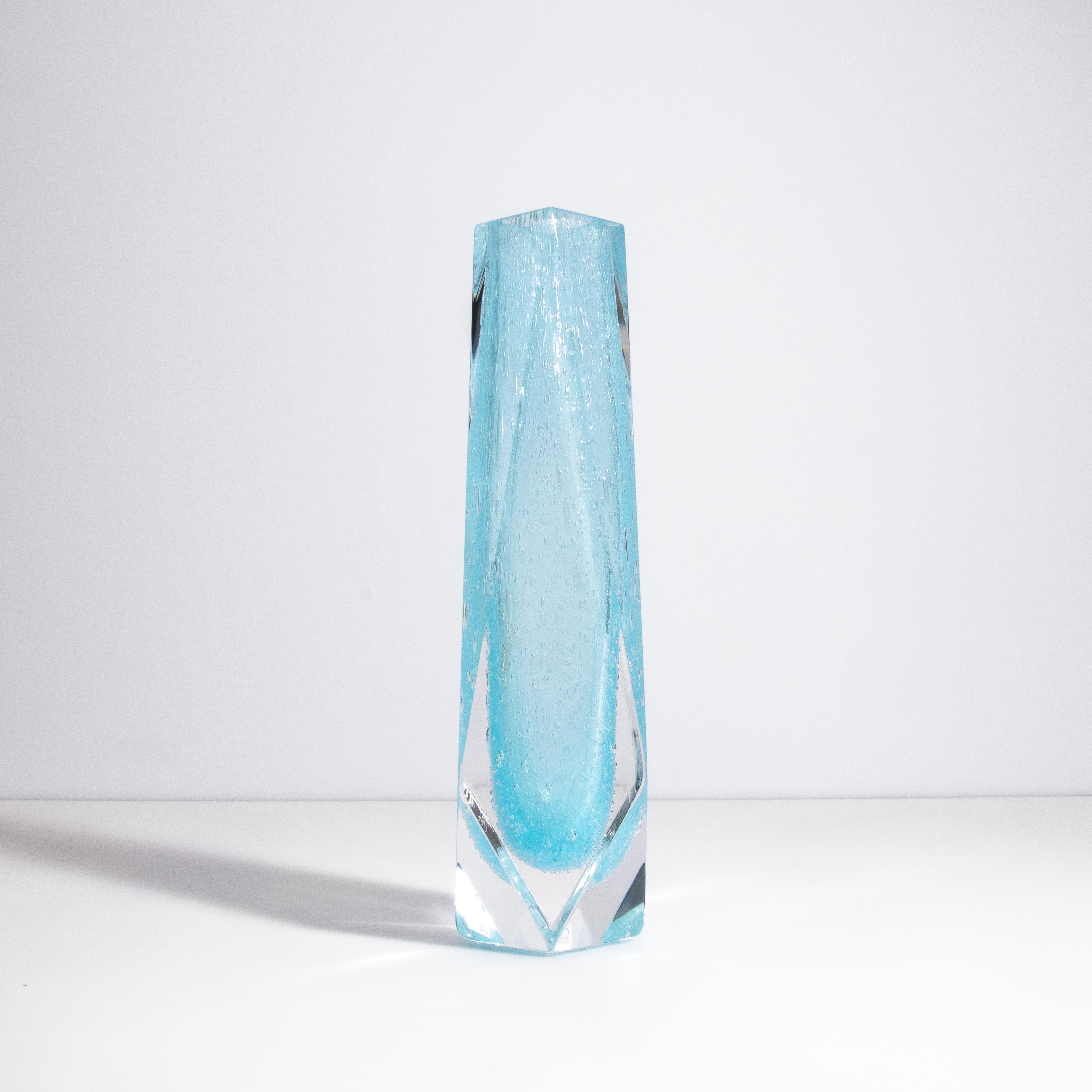 XXI secolo e contemporaneo Vaso di Goccia di Murano soffiato a mano in azzurro con bolle di sapone in vendita