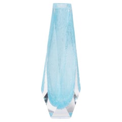 Hand Blown Murano Goccia Vase in Light Lagoon Blue with Bubbles