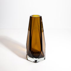 Hand Blown Murano Goccia Vase with Wide Bottom in Tobacco