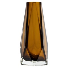 Hand Blown Murano Goccia Vase with Wide Bottom in Tobacco