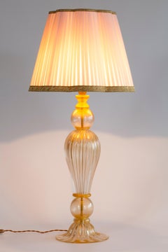 Hand-Blown Murano Gold Leaf Glass Table Lamp by Giovanni Dalla Fina 1980s