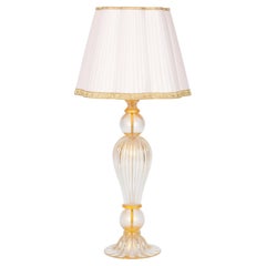 Hand-Blown Murano Gold Leaf Glass Table Lamp by Giovanni Dalla Fina 1980s