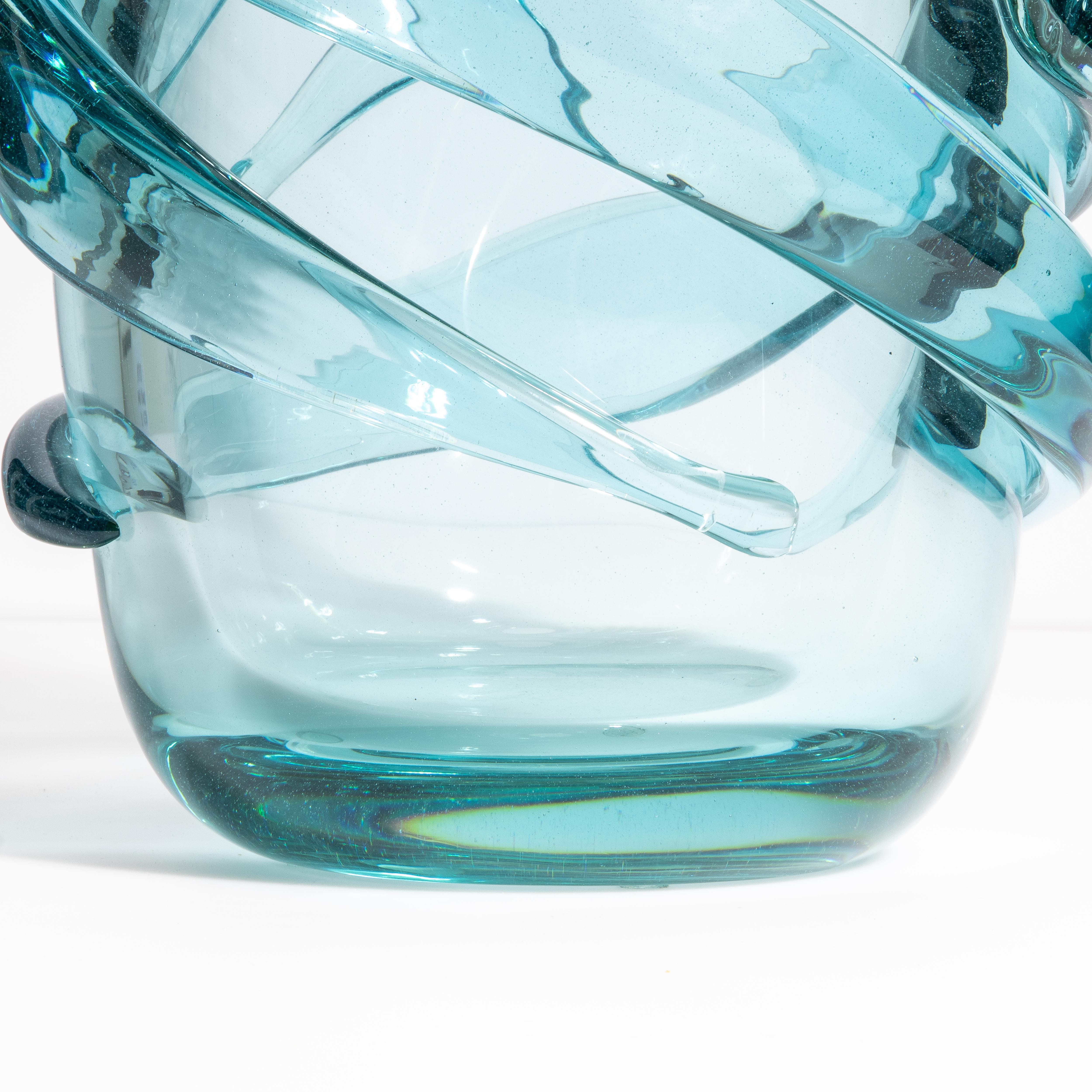 Vaso Gomitolo di Murano soffiato a mano in blu acqua medio In condizioni Nuovo in vendita a West Hollywood, CA