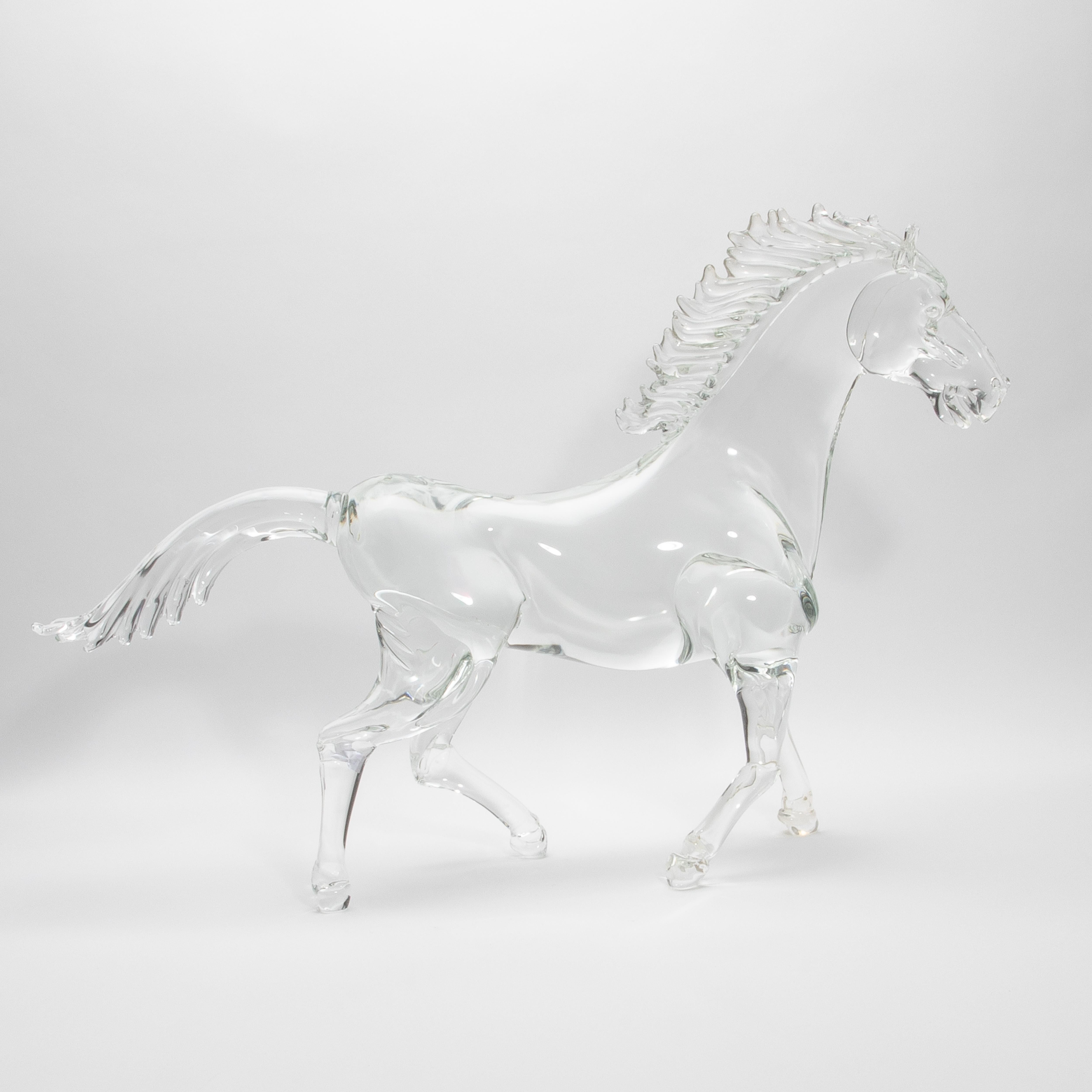 Art Deco Hand Blown Murano Horse Sculpture For Sale