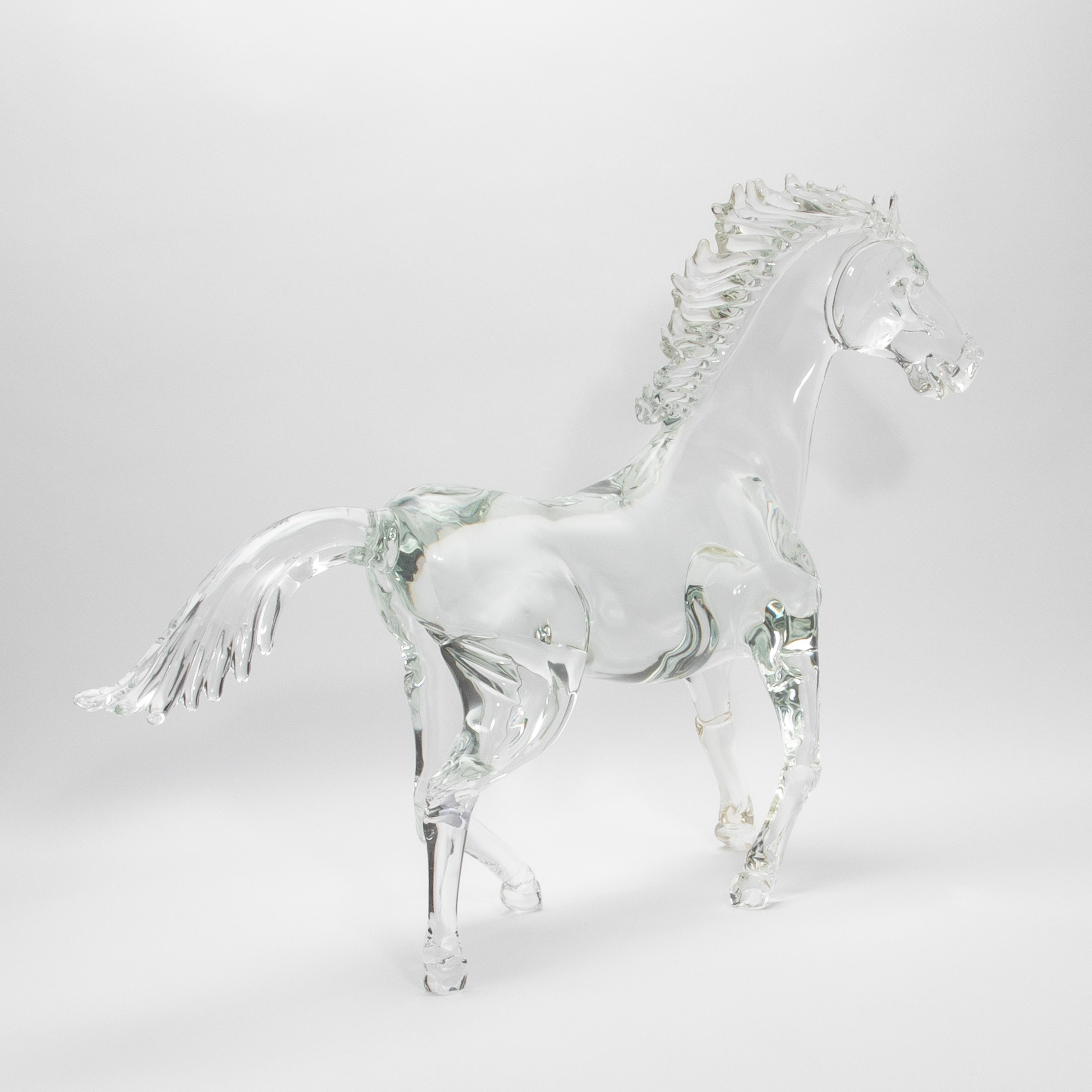 Italian Hand Blown Murano Horse Sculpture For Sale