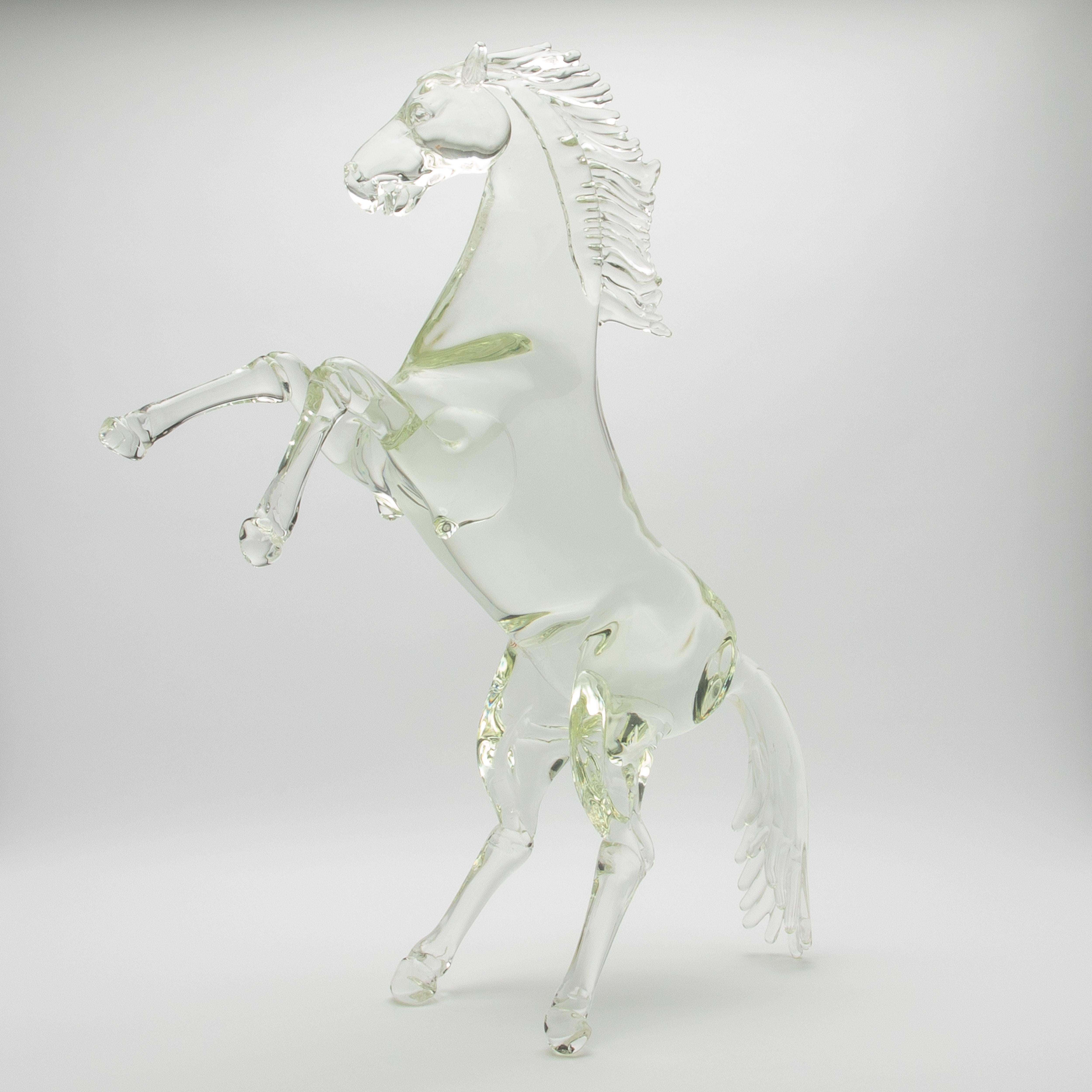 Italian Hand Blown Murano Horse Sculpture For Sale