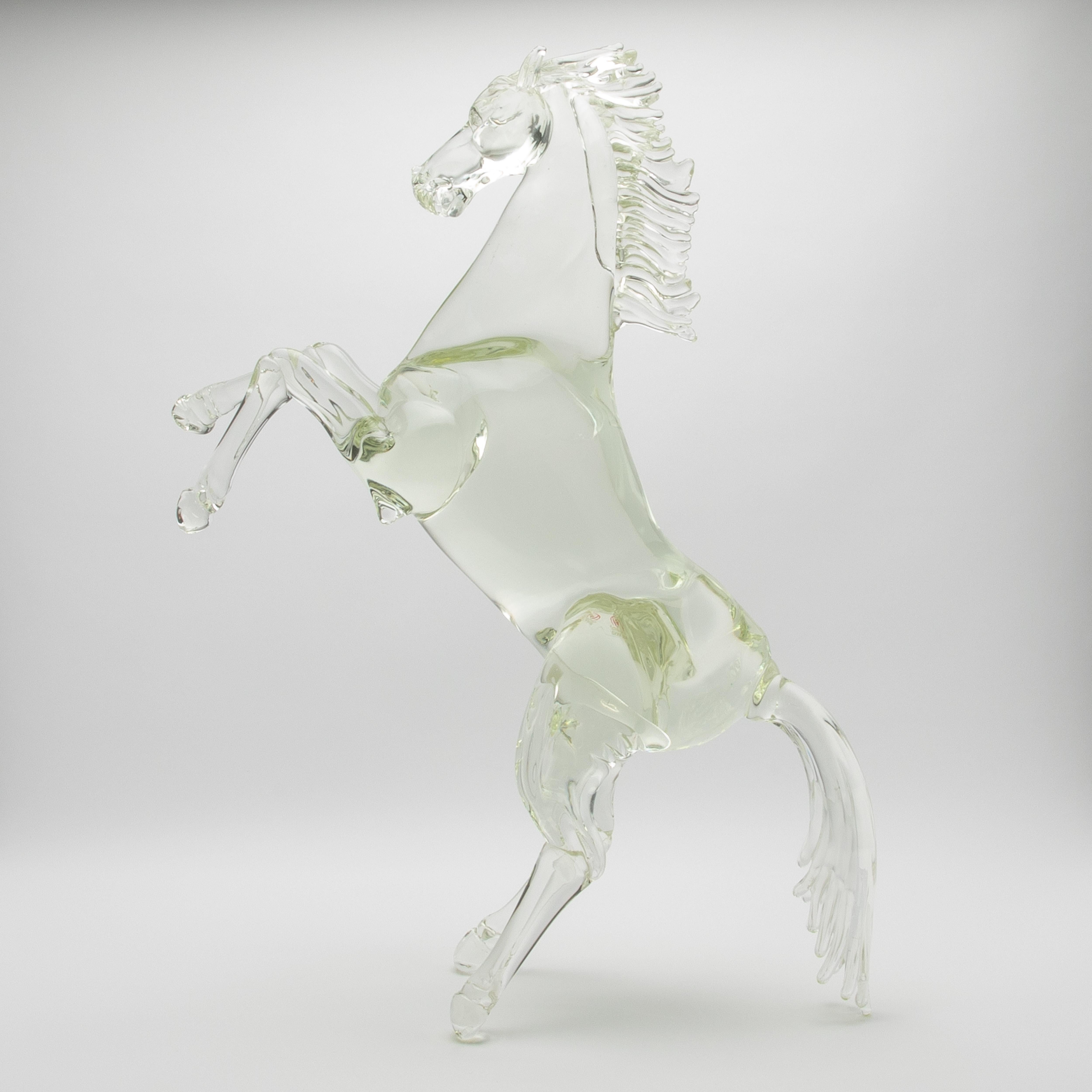 Hand-Crafted Hand Blown Murano Horse Sculpture For Sale
