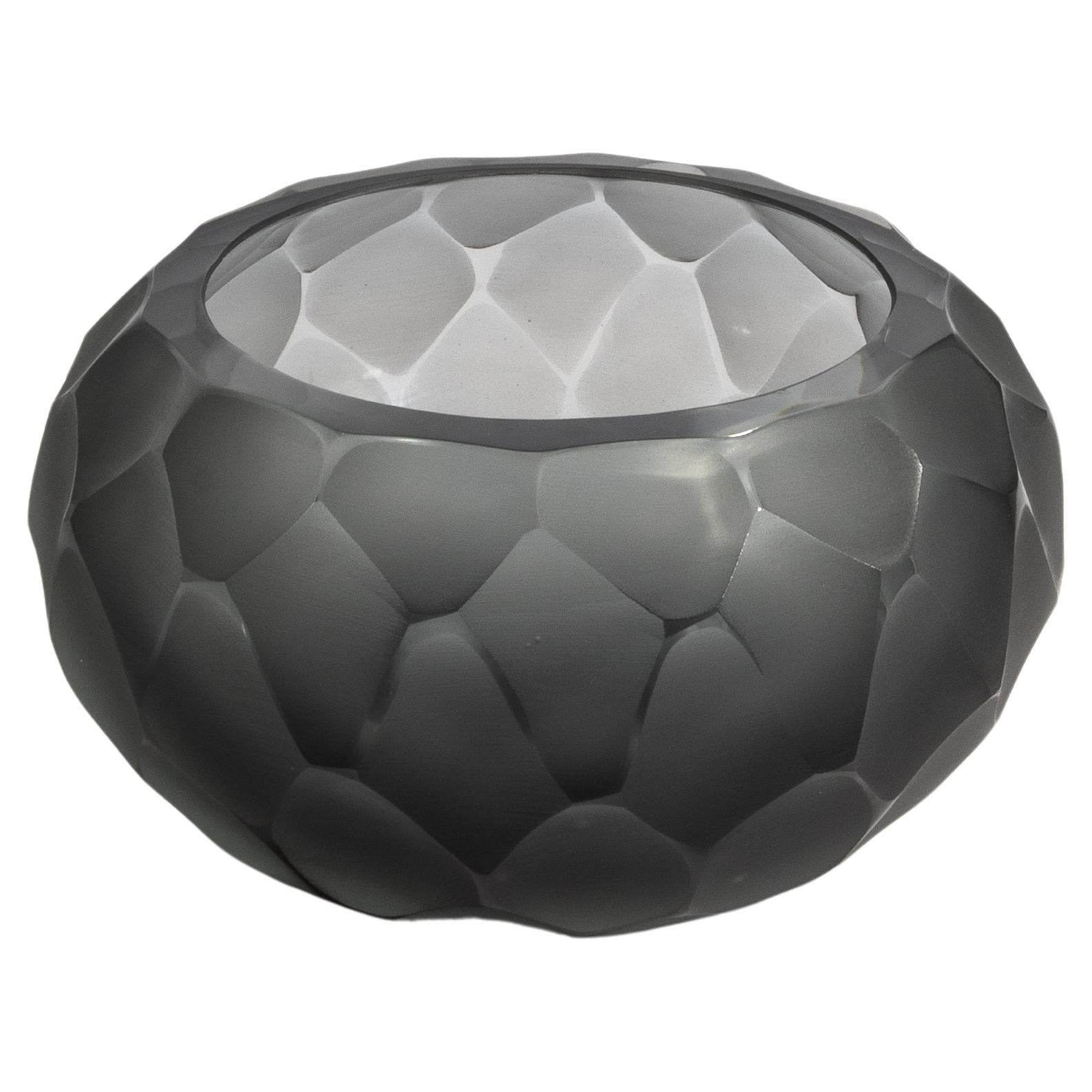 Hand-Blown Murano Modern Bowl in Grey