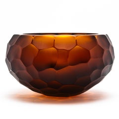 Hand-Blown Murano Modern Bowl in Tobacco