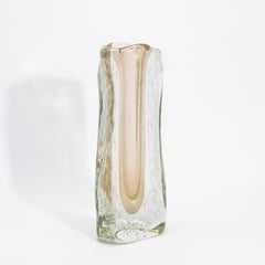 Hand-Blown Murano Modern Fluid Vase Clear with 24-karat Gold Flecks and Bubbles