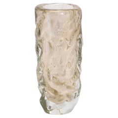 Vaso scultoreo moderno di Murano soffiato a mano, trasparente e con riflessi d'oro a 24 carati Grande