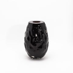 Vaso scultoreo moderno di Murano soffiato a mano in nero onice