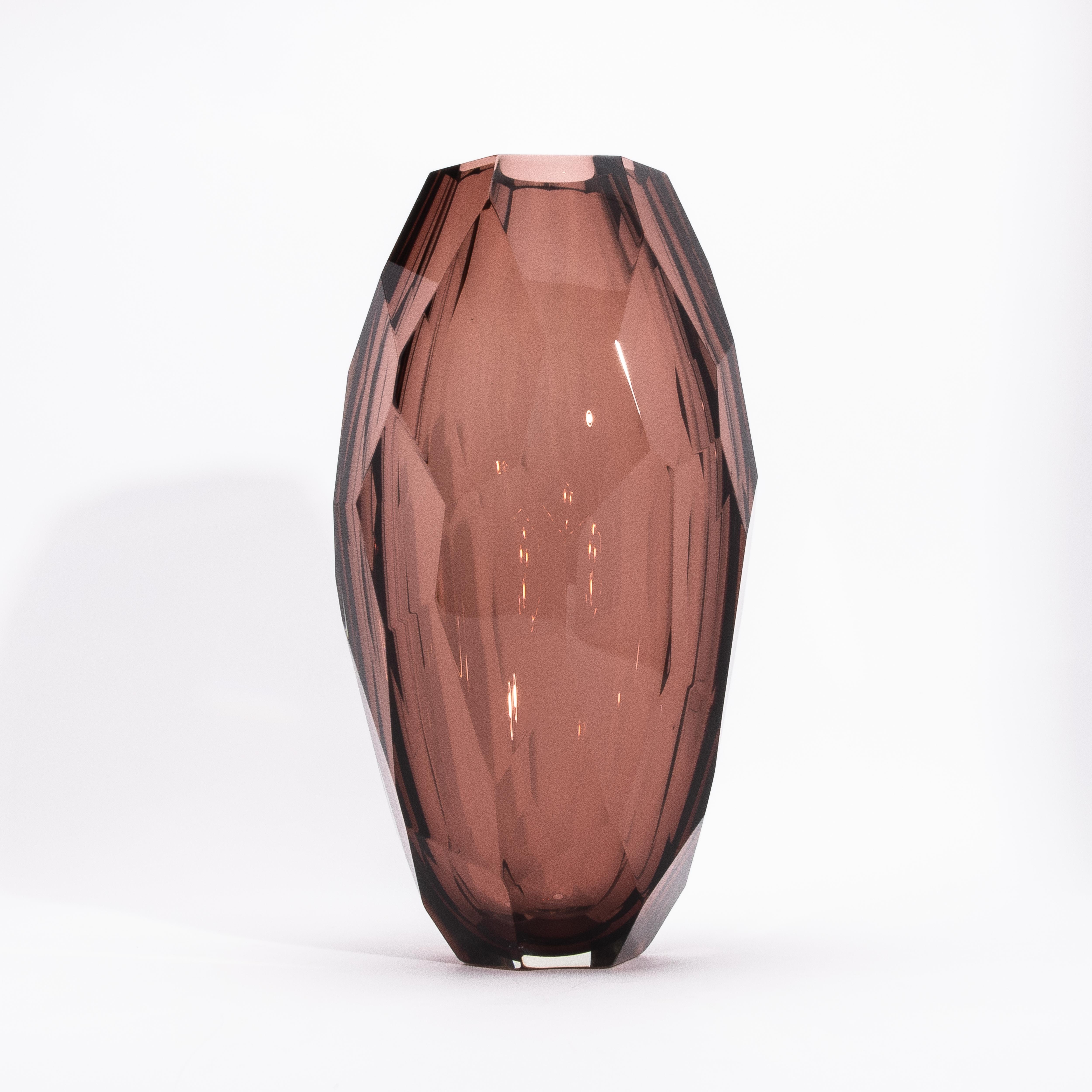 Grand vase à facettes moderne de Murano soufflé à la main en améthyste en vente 1